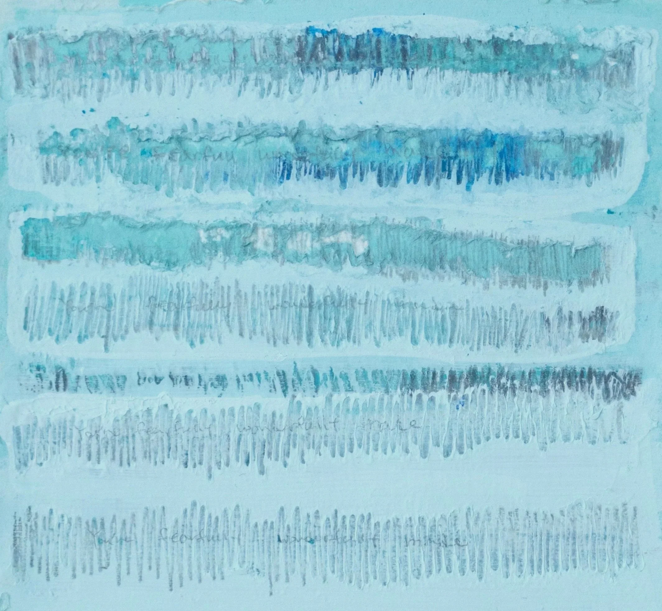 Ocean in Your Pocket III, 2024, Hanji, graphite, oil pastel, acrylic on paper, 6 × 6 in 