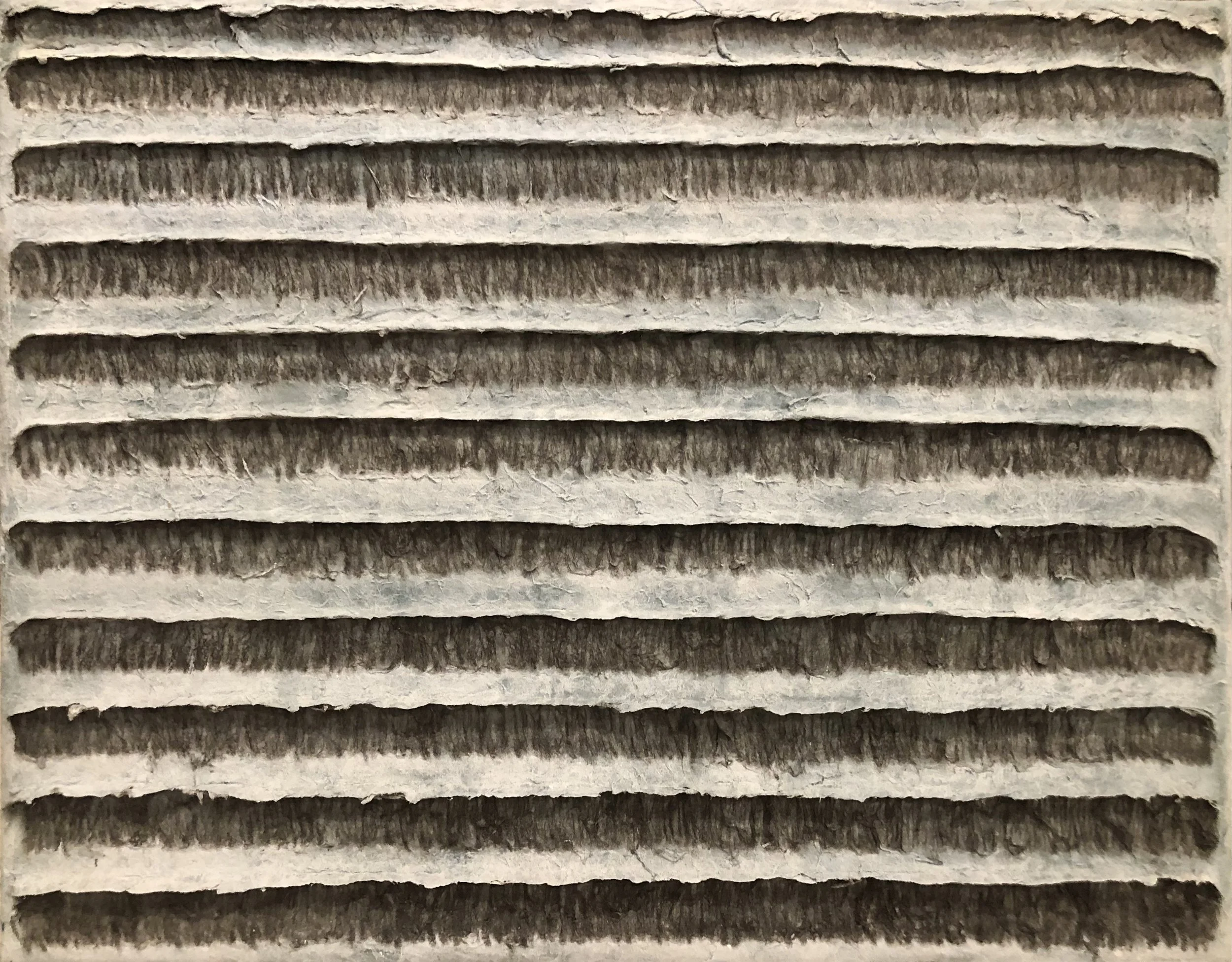 Heaven, 2023, Hanji, graphite, acrylic on canvas, 11 × 14 in