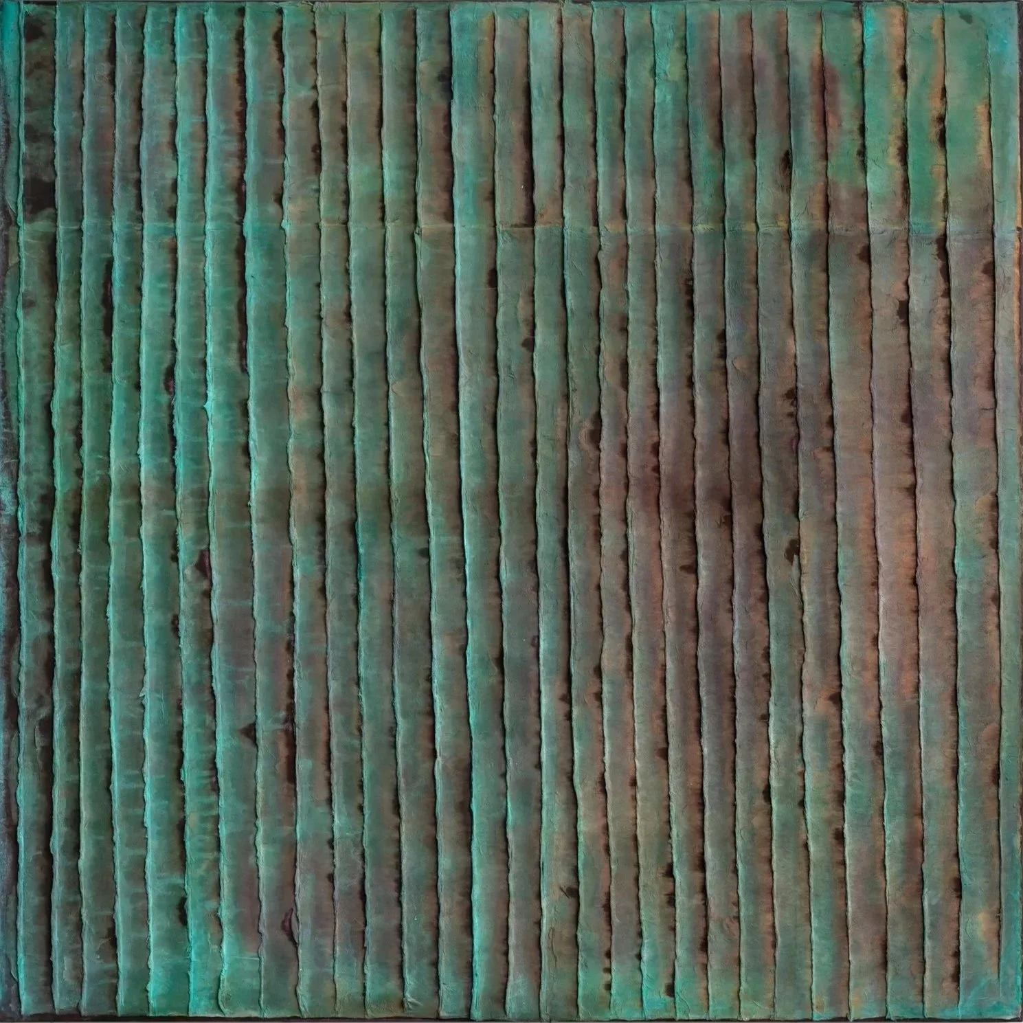 Light Residue, 2024, Hanji, and acrylic on canvas, 48 × 48 in