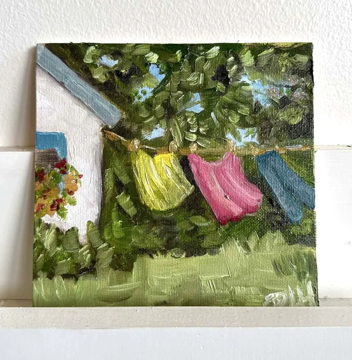 Laundry Day Sonata - Hand-Painted Canvas Panel Art