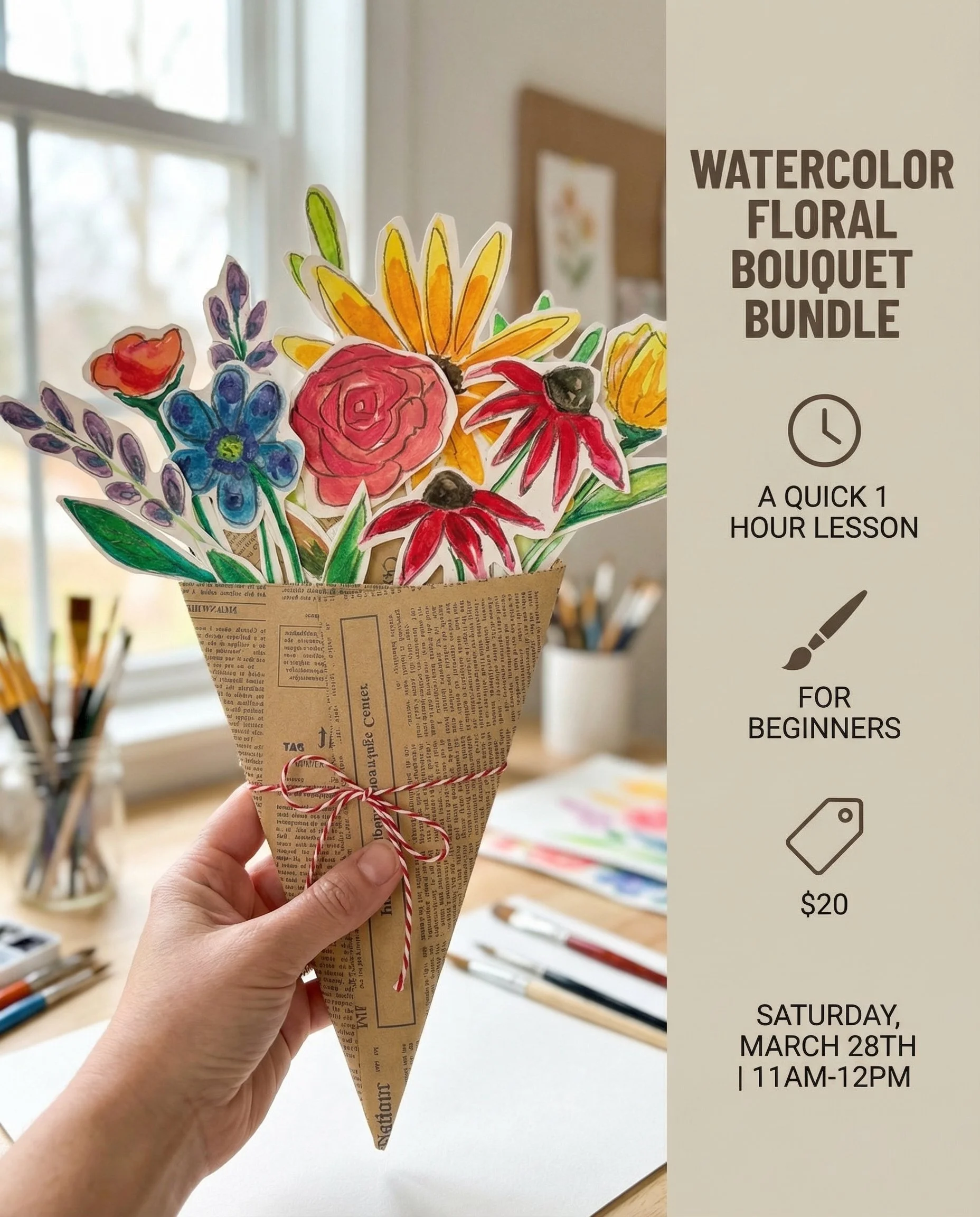 Watercolor Spring Bouquet Bundle