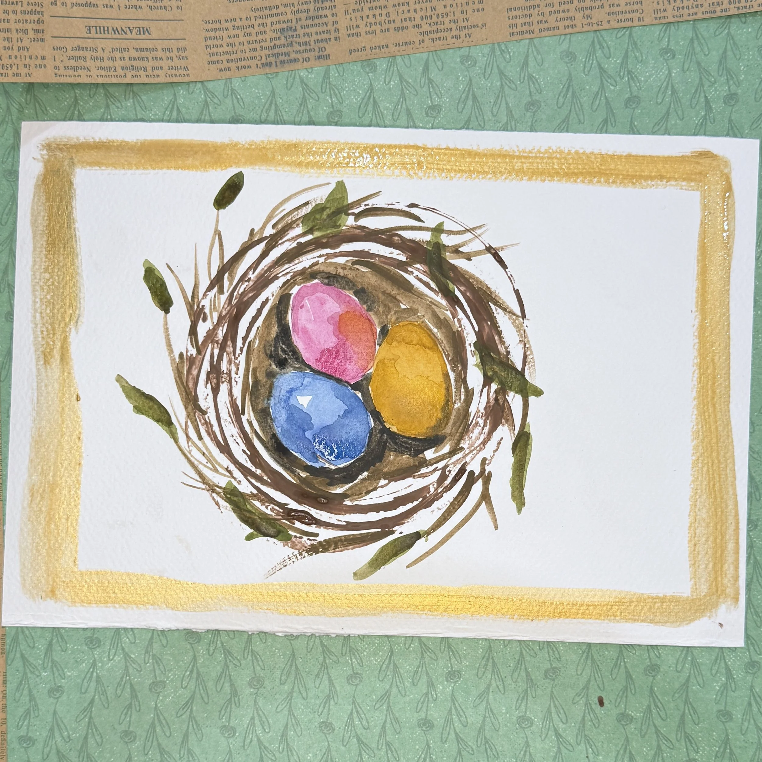 Watercolor Eggs in a Nest Open Studio Event