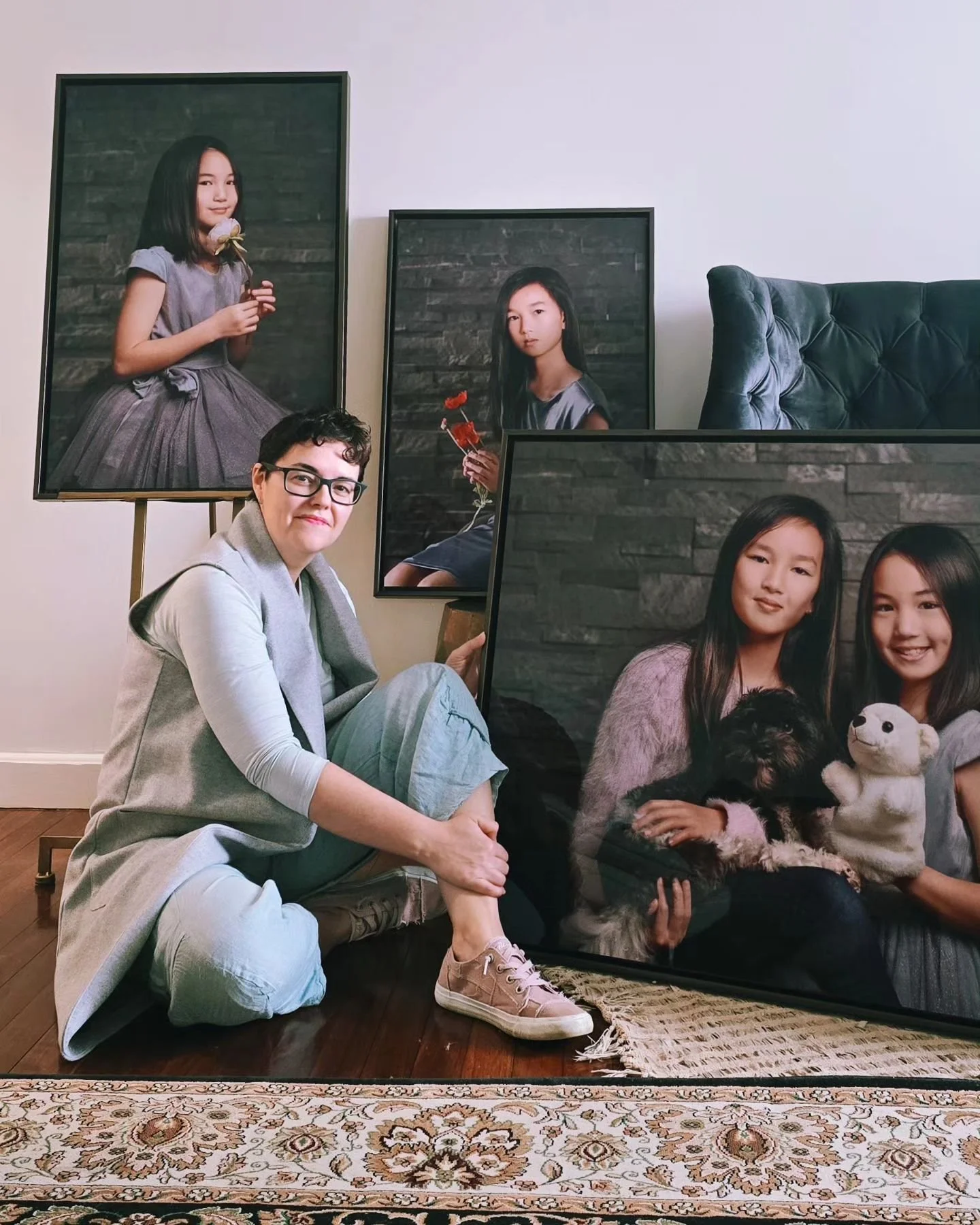 A sense of accomplishment and pure joy! 
Seeing my clients' happiness when their custom artwork is finally up on the wall is an indescribable feeling. The way these portraits breathe life into the space, adding warmth and a touch of elegance, is what