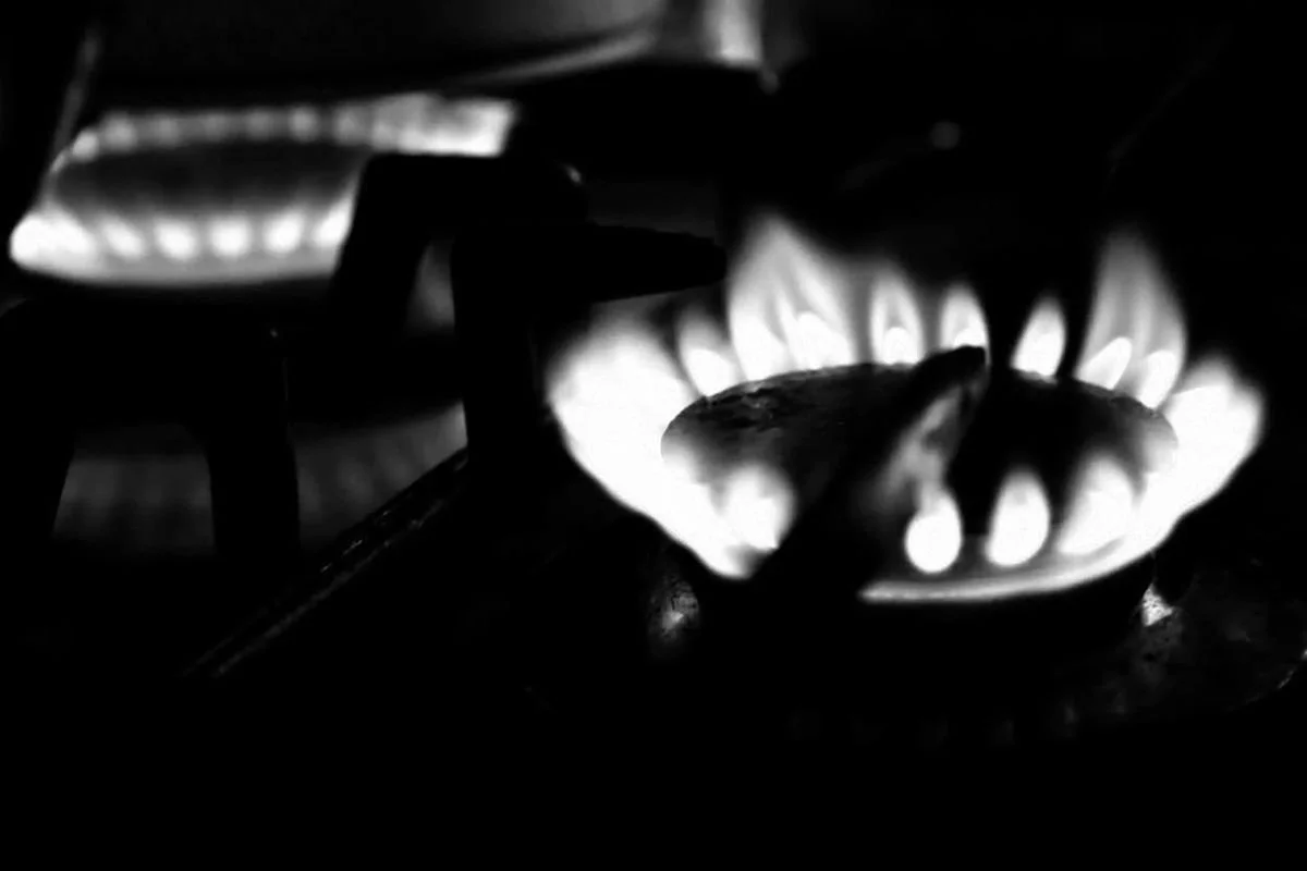 Flames on a gas stove burner