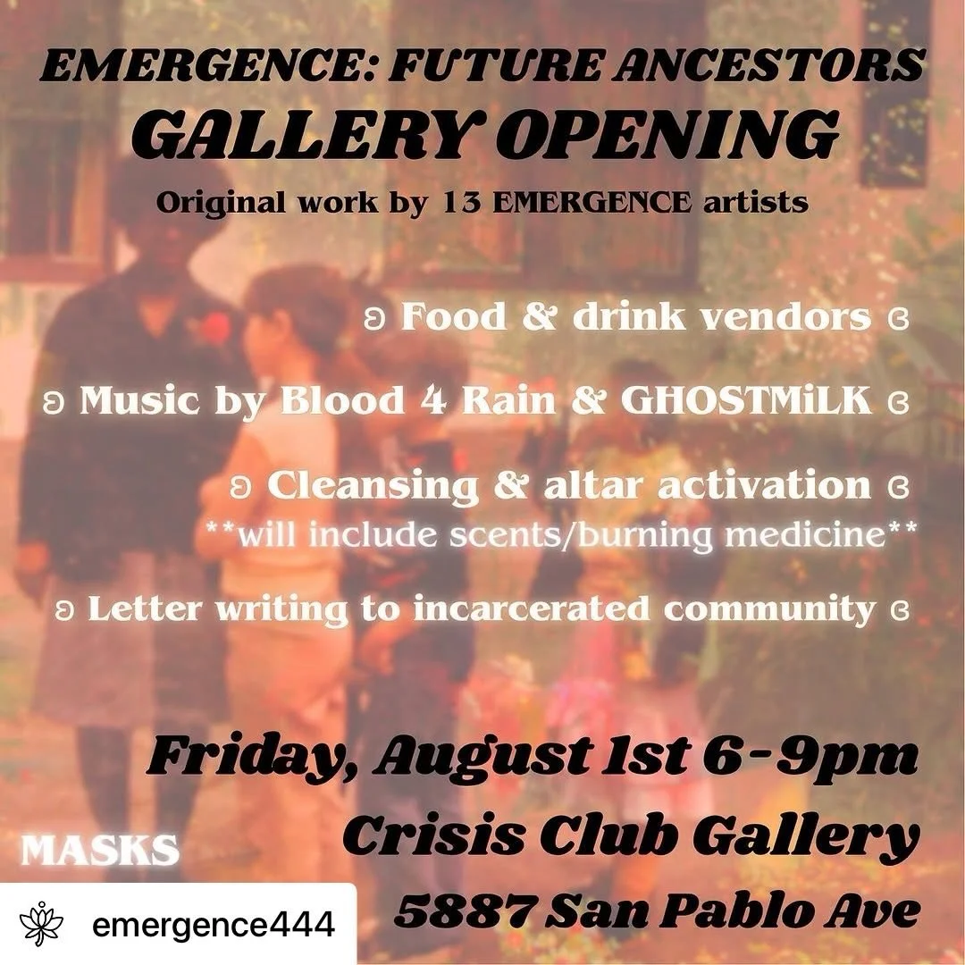 Excited to share our Book of Transvivification with y&rsquo;all at our upcoming exhibition with @emergence444 OPENING RECEPTION: EMERGENCE FUTURE ANCESTORS GALLERY SHOW

🎏friday august 1st 6-9pm
🎏@crisisclubgallery (5887 san pablo ave, oakland)
🎏f