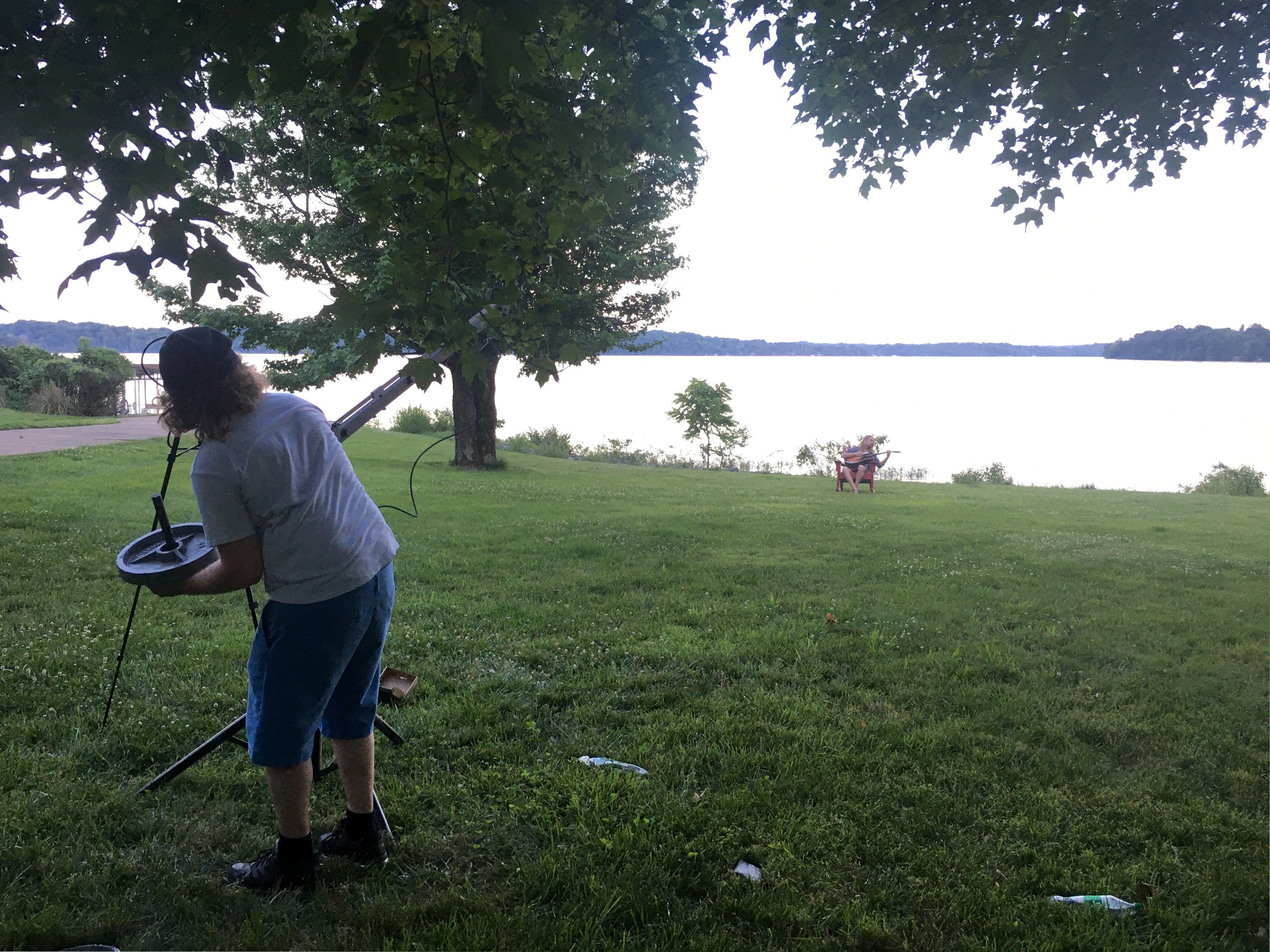 Using the jib to get a lakeside performance shot