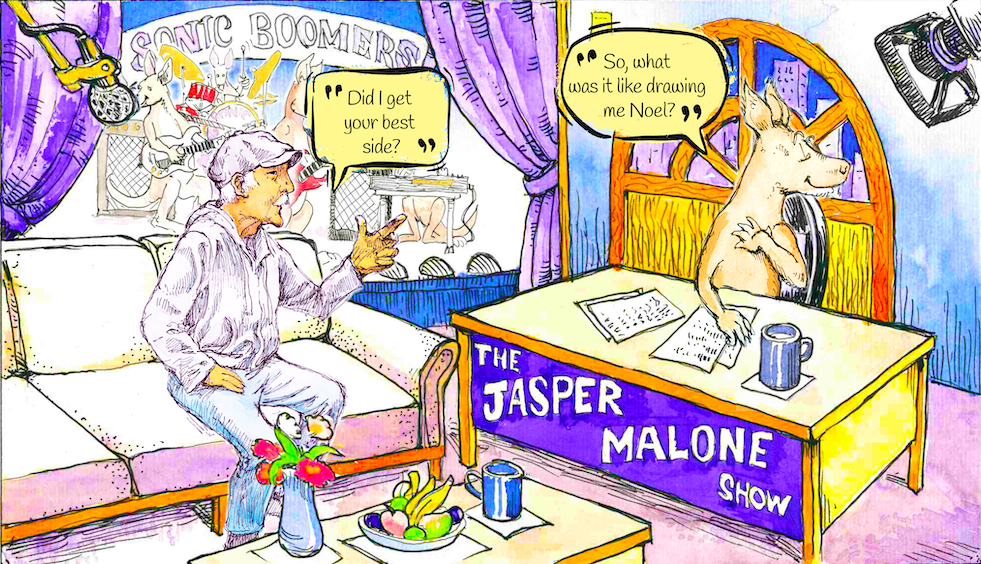 Noel Foley Illustrator of The Jasper Malone Show podcast characters