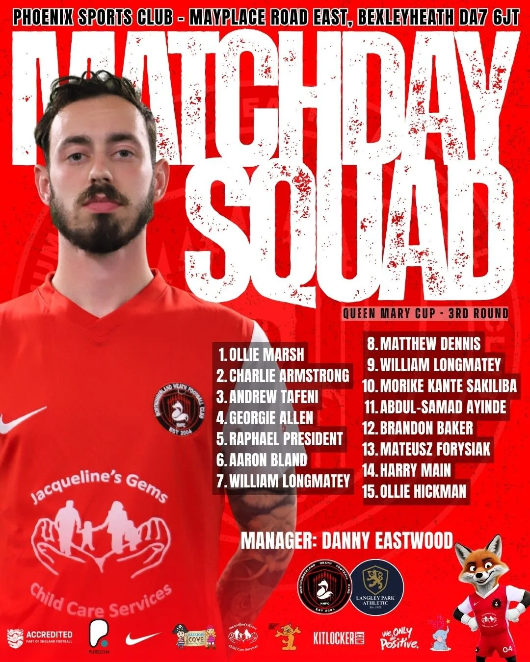Here is your squad line up for today's match! 👏🔥

#uptheheath🔥🦊