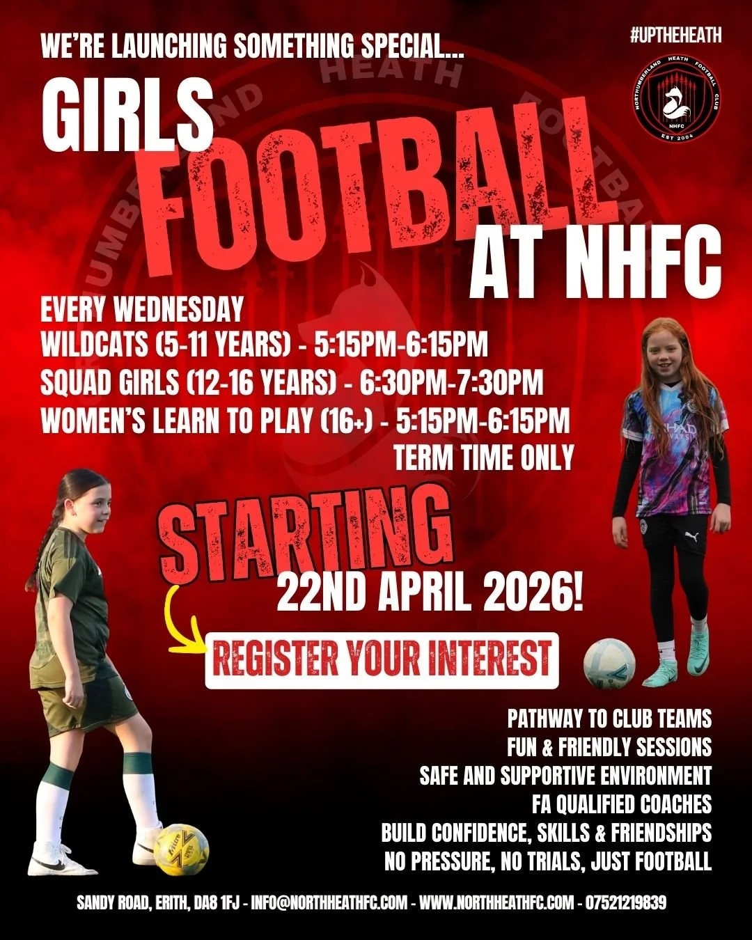 ⚽🚨 NEW GIRLS FOOTBALL SESSIONS STARTING NEXT WEEK - WED 22ND APRIL 2026! 🚨⚽

We&rsquo;re excited to be launching our Girls &amp; Women&rsquo;s Football sessions, running every Wednesday during term time in a fun, friendly and supportive environment