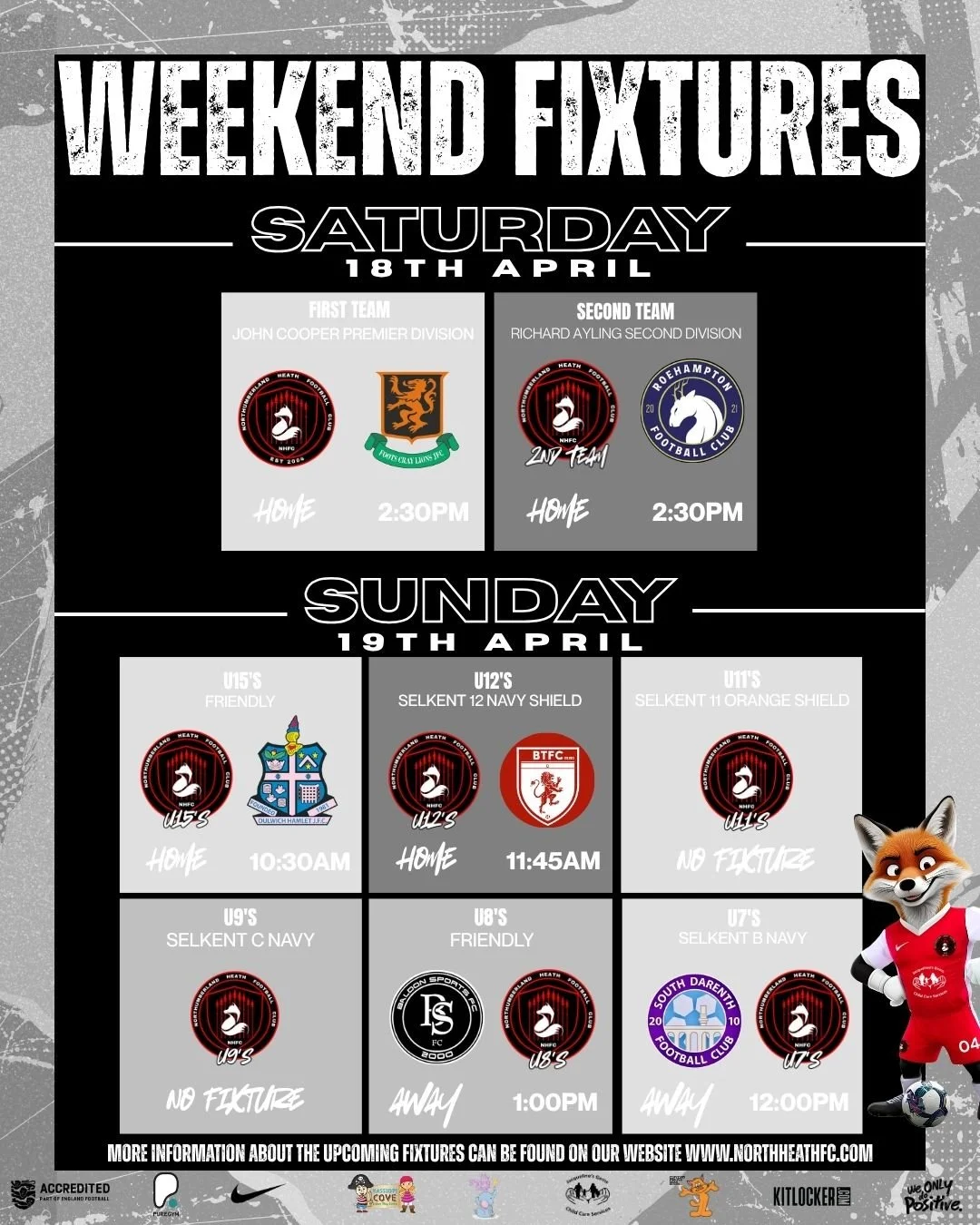 This weekends fixtures are in!

#uptheheath🔥🦊