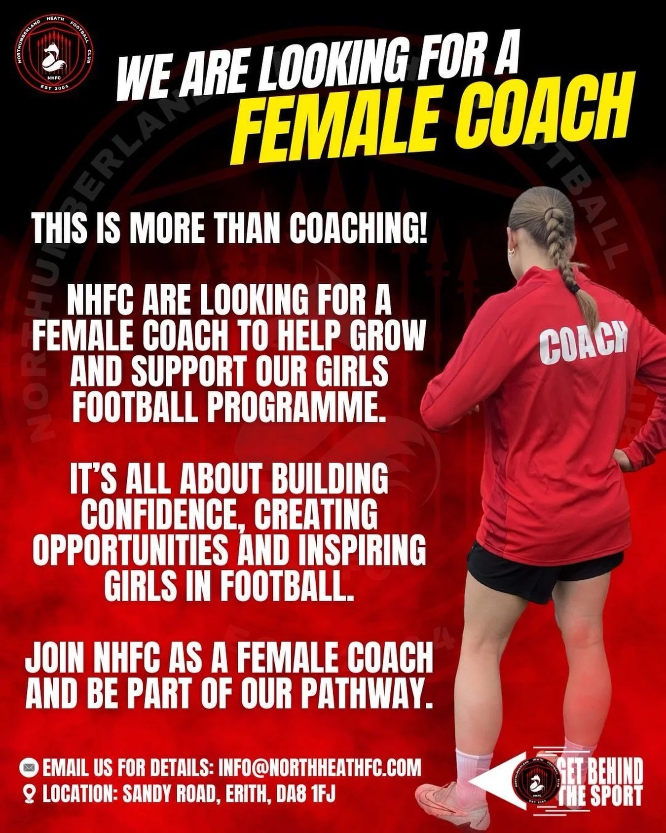 We are specifically recruiting a female coach to join our girls programme.

Not &ldquo;thinking about it.&rdquo;
Not &ldquo;maybe one day.&rdquo;

Now.

If you want to inspire girls, build confidence and be part of a serious pathway then step forward