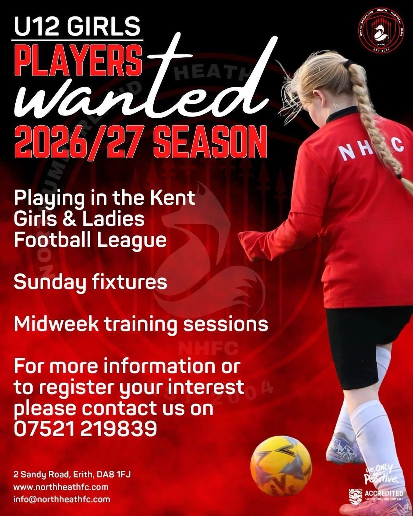 U12 GIRLS | 2026/27 SEASON

We are now identifying players for next season.

At NHFC, selection is intentional.
We are not building squads, we are developing individuals with the mindset, attitude, and commitment to progress within our pathway.

Our 