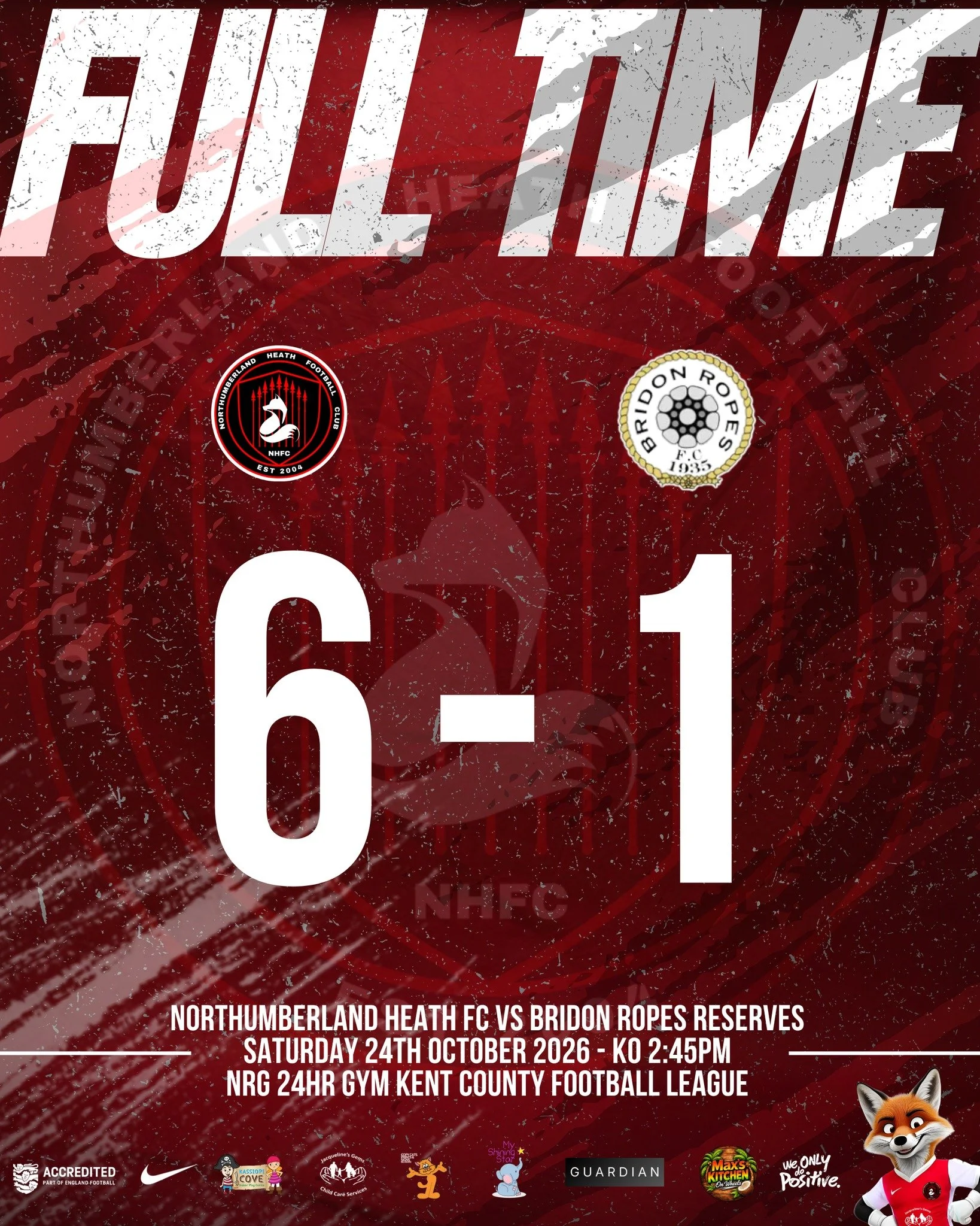 It&rsquo;s a perfect 10!

10 league games played and 10 league games won.

There wasn&rsquo;t just a storm in the atmosphere today. We brought our own gale force.

Thank you to Bridon Ropes Reserves for being a pleasant group. We wish you all the bes