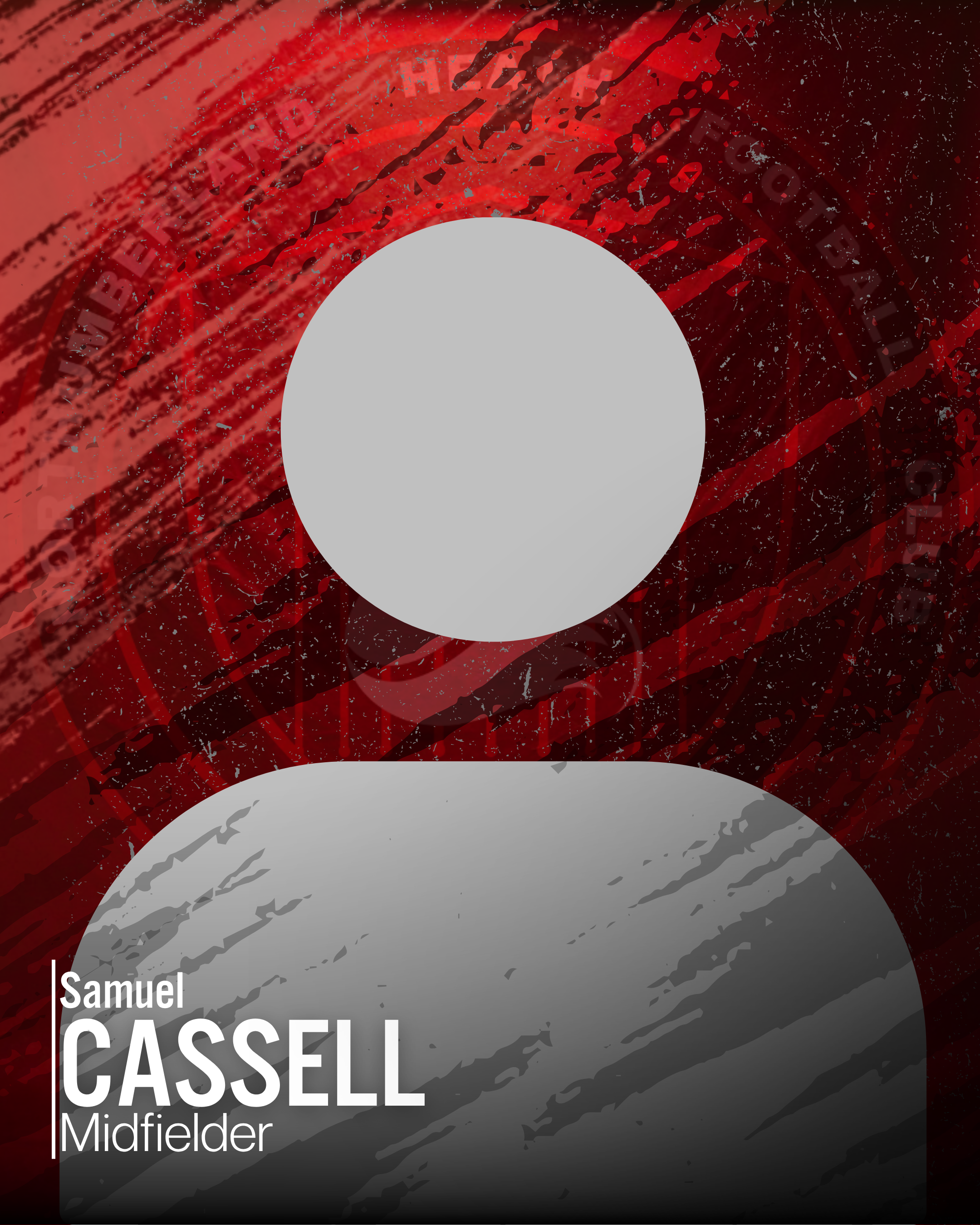 Graphic design featuring a red and black abstract background with a large gray circle in the center. The background appears to have a textured, paint-like appearance with overlapping color strokes.