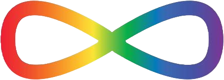 A rainbow infinity symbol; the symbol for neurodiversity inclusiveness