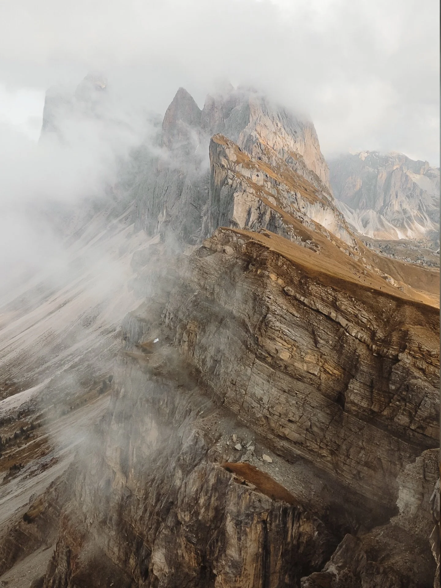 A Glimpse of the View
When we arrived, Seceda was almost completely gone &mdash; just a wall of white. An image I&rsquo;d waited years to capture, and I&rsquo;d have to wait a little longer. The best thing about places like this, though, is how quick
