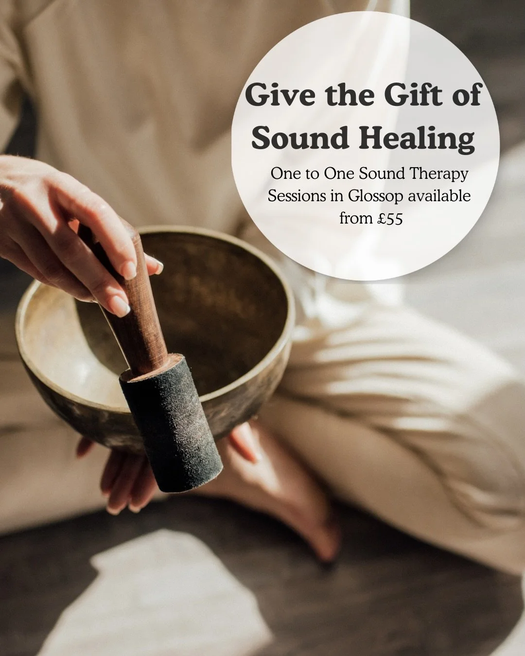 Wanting to gift and experience this year? 

How about a deeply transformative Sound Therapy session?

One to One, Couple (2 person) and blocks of 3 session of soul nourishing sound therapy are now available at my treatment room in central Glossop.

C