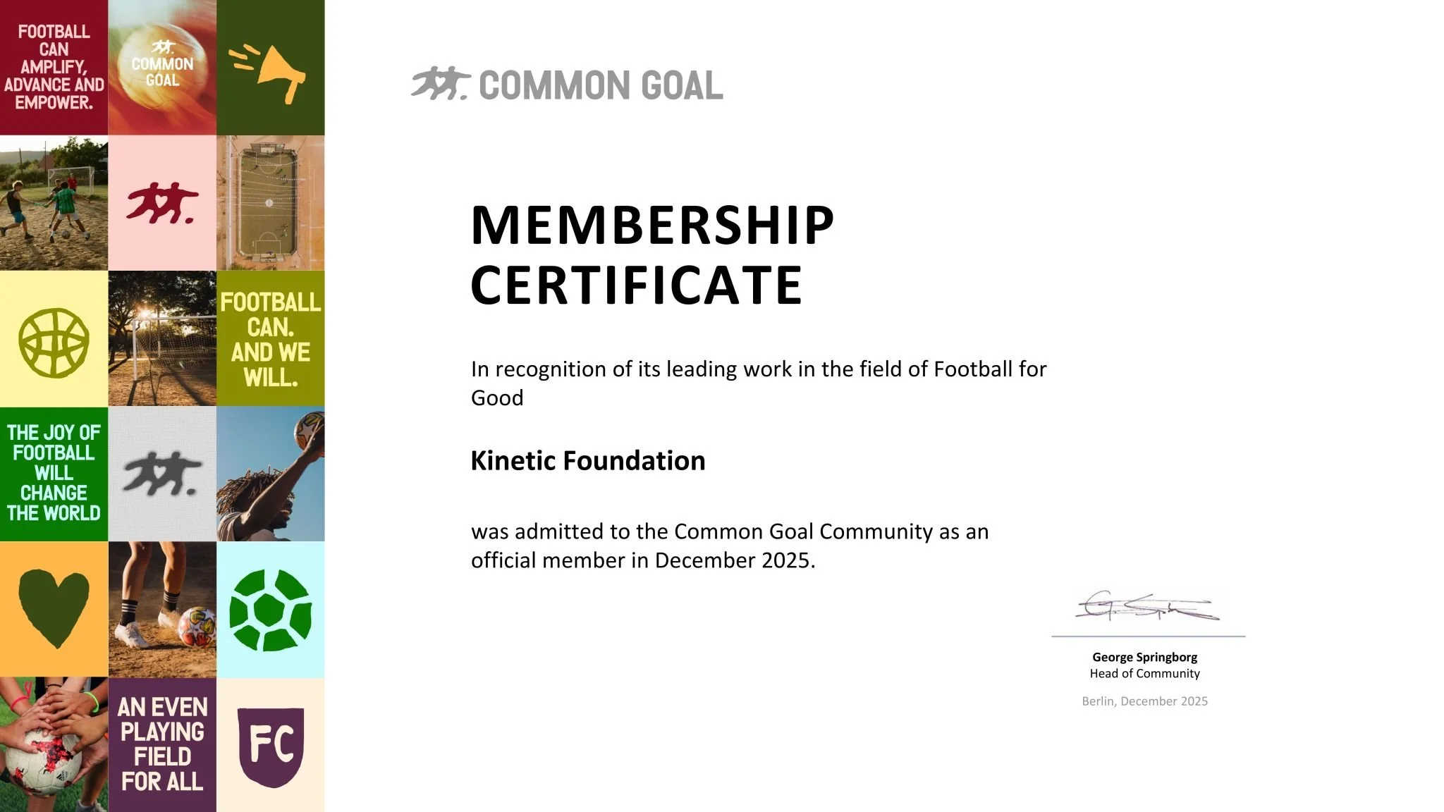 Kinetic joins Common Goal