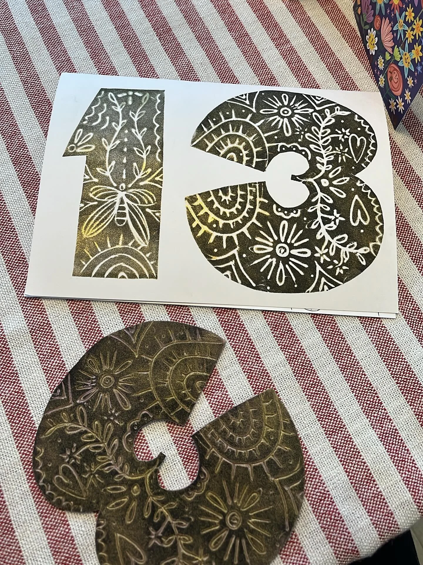 It&rsquo;s official, we have a teenager in the house! So as usual I left it to 9pm the night before to make a card. I used craft foam and drew the design on to it and then rollered the ink on. It&rsquo;s a bit like a lino print. Fun to do! Anyway, ne