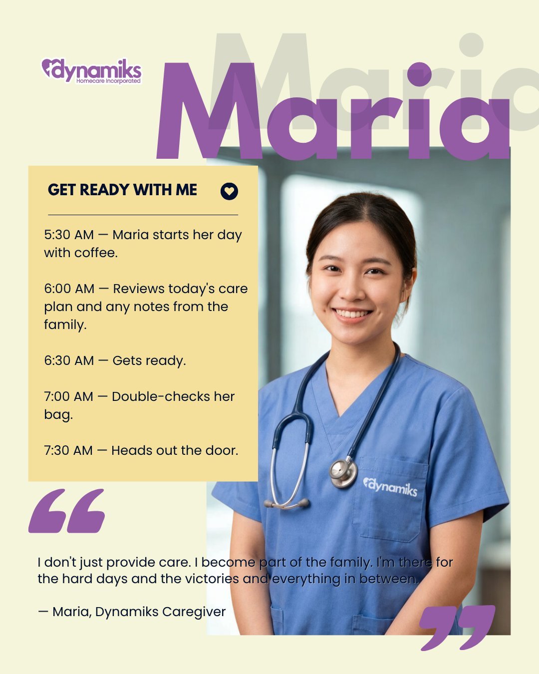 This is what sets Dynamiks apart. 💙

Our nurses don't rotate in and out. They show up, build trust, and stay. They learn your routines, understand your loved one's preferences, and become someone you rely on not just for medical support, but for gen