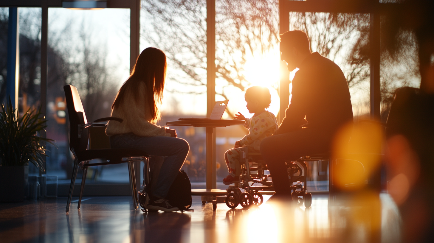 a family taking care of special needs child
