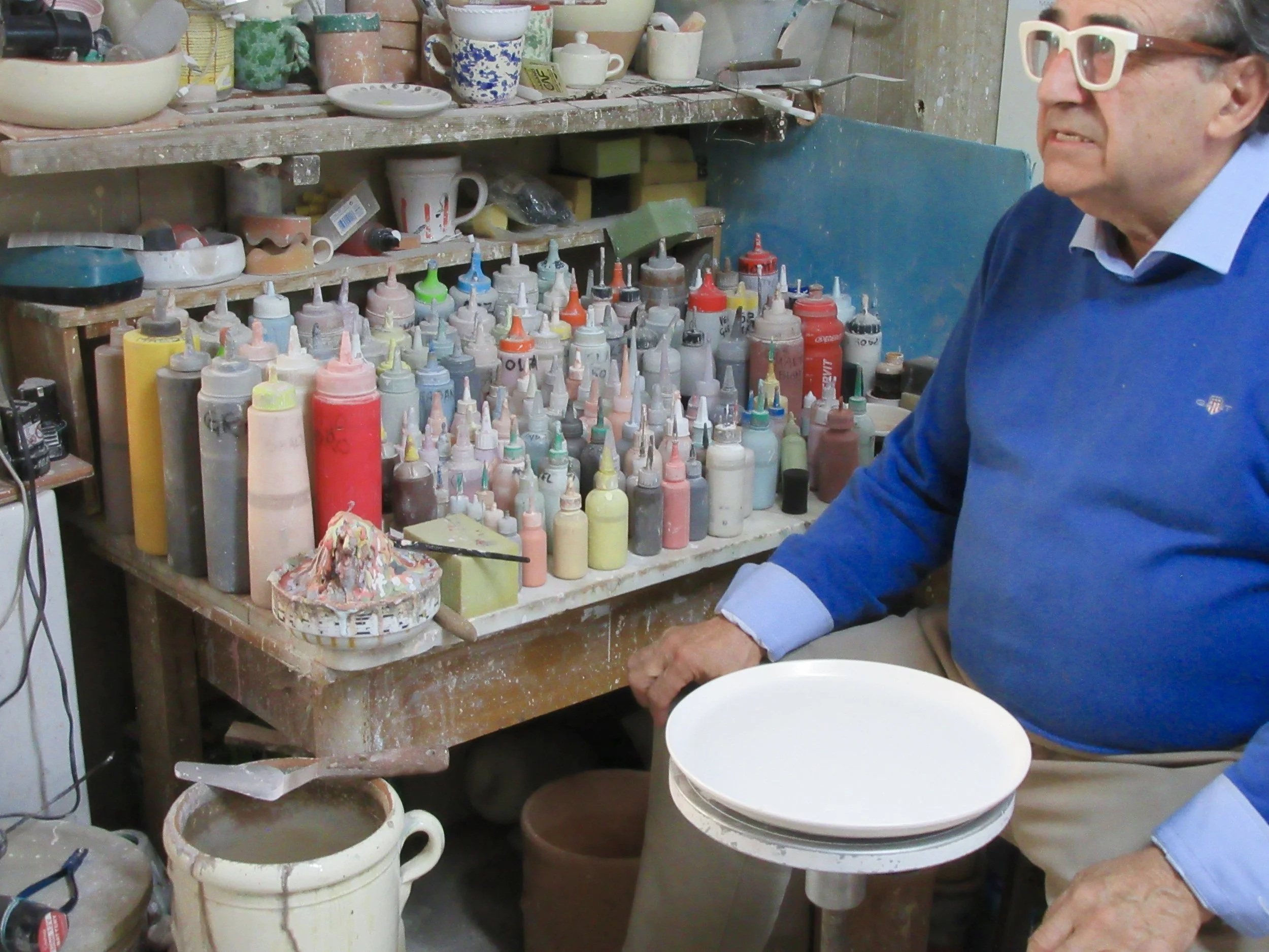 Ceramic artisan, Nicola Fasano, in his workshop in Grottaglie, Puglia.