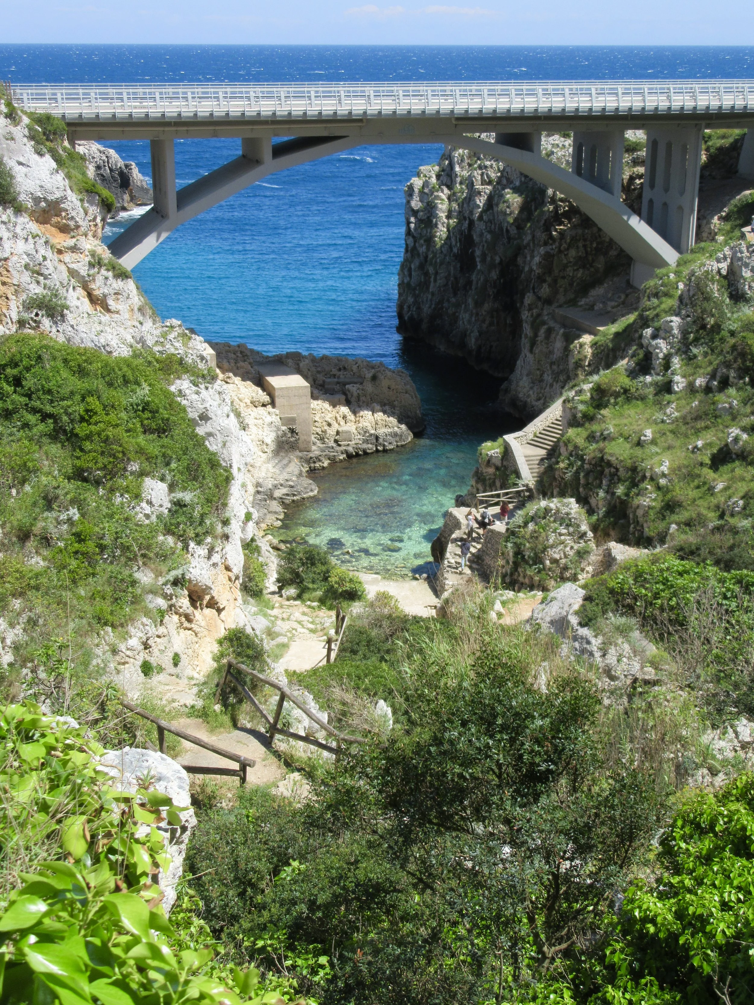 A view of Il Ciolo, a small, rocky beach near Gagliano del Capo, Puglia.