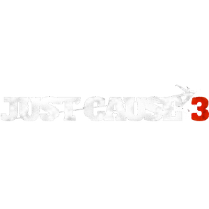 Logo for the video game 'Just Cause 3' with the game's title in bold, stylized lettering.