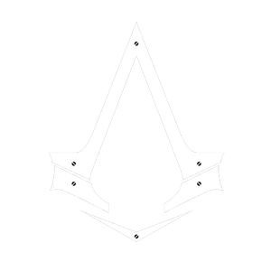 Outline drawing of a knife blade with holes and a curved shape.