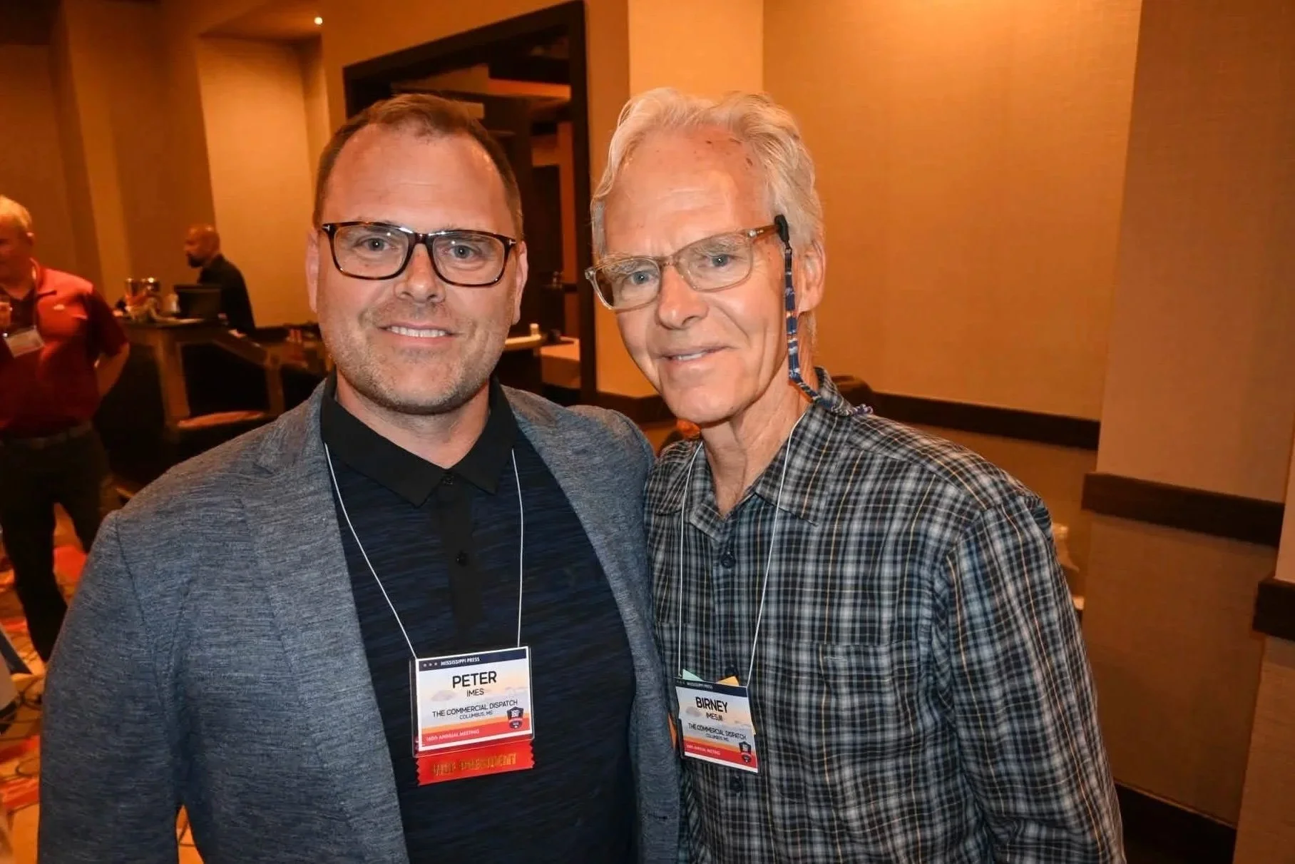  Peter Imes (left) and his father, retired Commercial Dispatch Publisher Birney Imes. Photo courtesy Peter Imes  