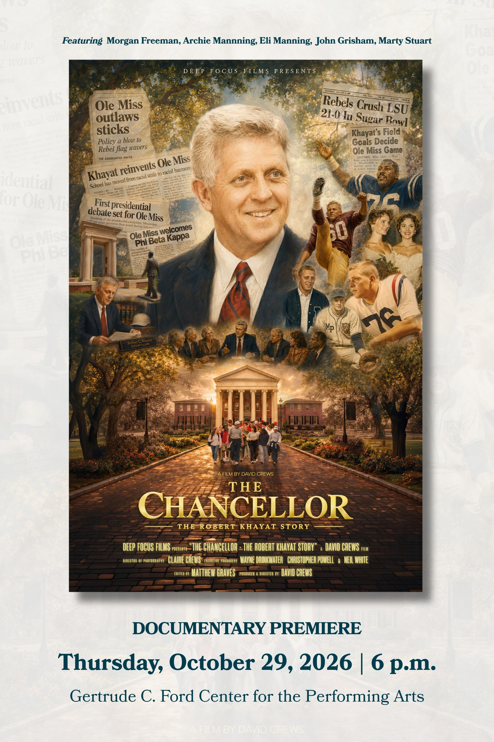 Screening of Robert Khayat documentary, “The Chancellor,” will be Oct. 29 at the Ford Center
