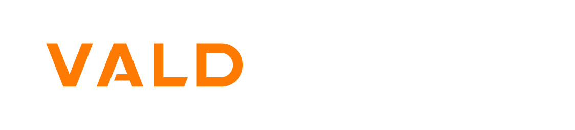 Logo for VALD Health with stylized text in orange and black.