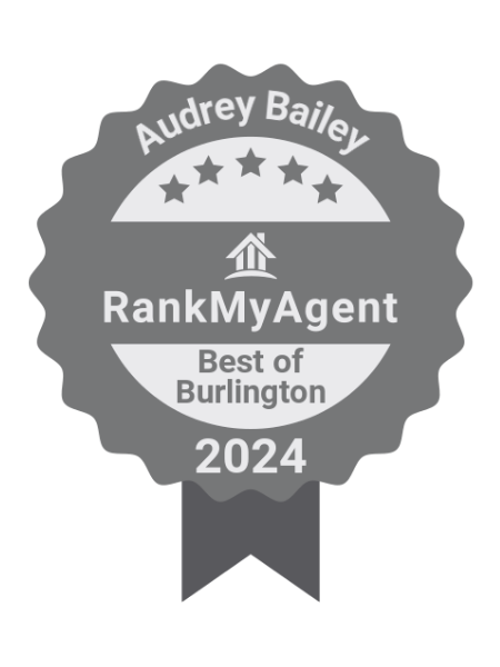 Award badge for Audrey Bailey, RankMyAgent, Best of Burlington 2024.