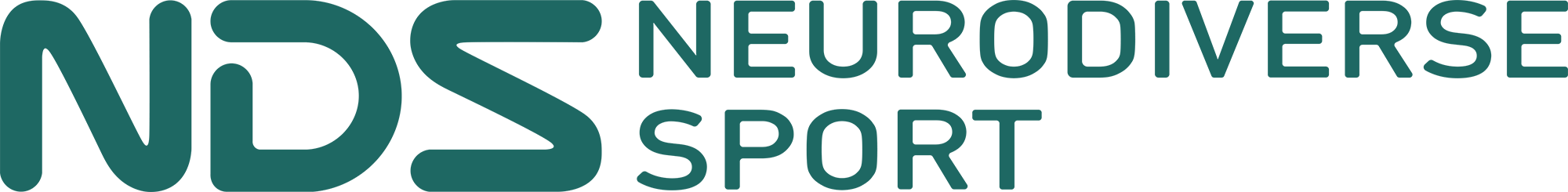Logo for NeuroDiverse Sport featuring stylized text 'NDS' and the full name 'NeuroDiverse Sport'.