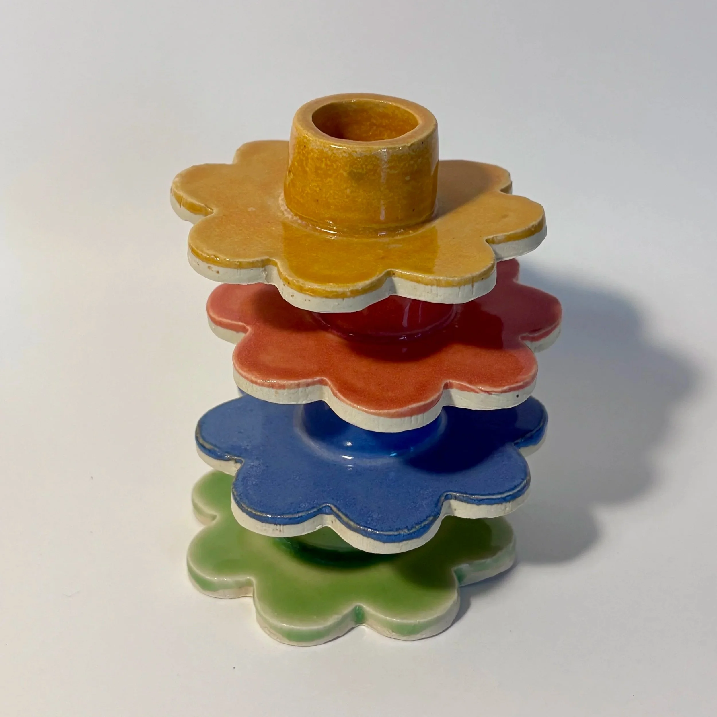 CERAMIC FLOWER CANDLE STICK HOLDERS
