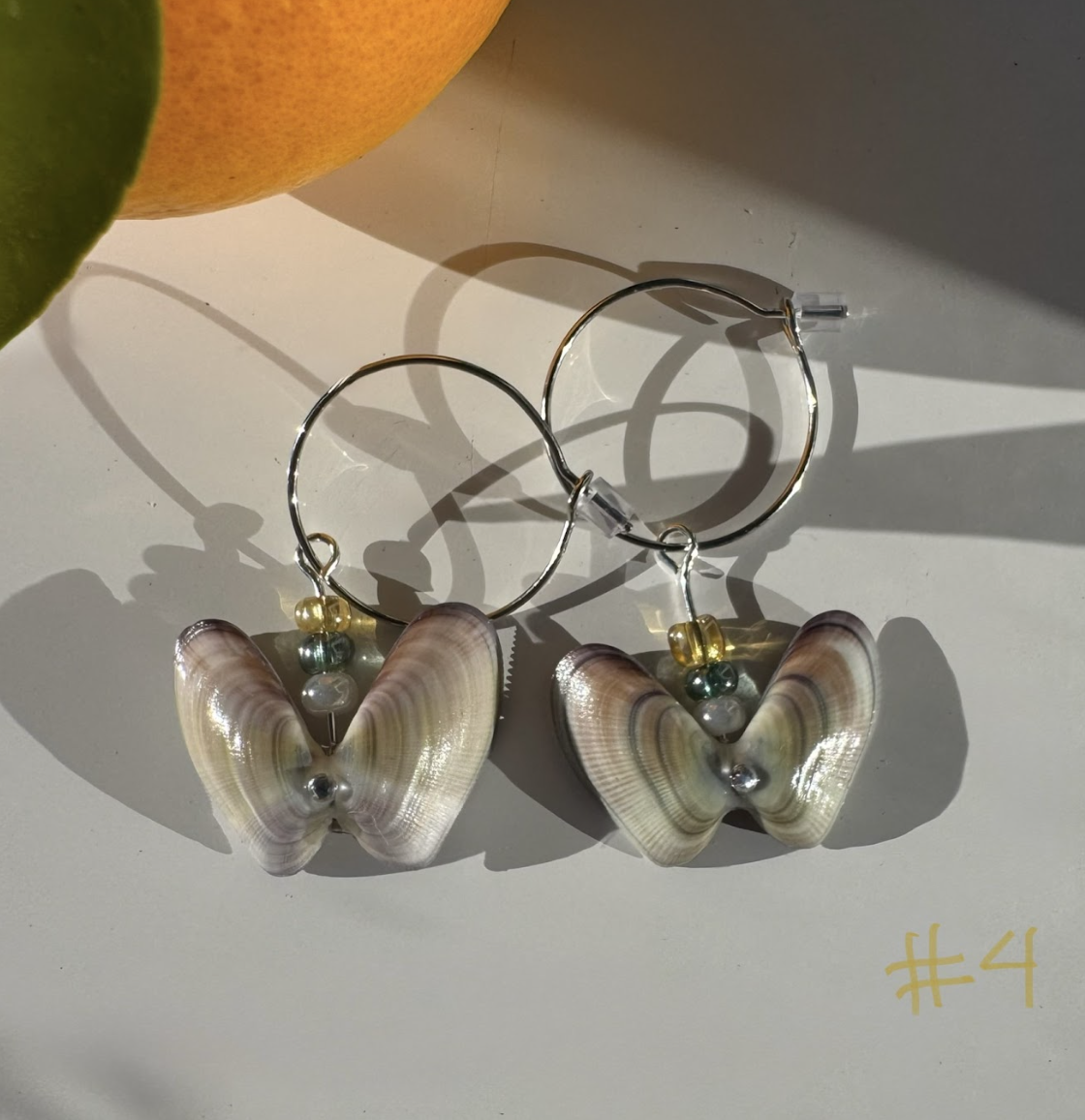 Chic Silver Hoop Sea Shell Earrings - #4
