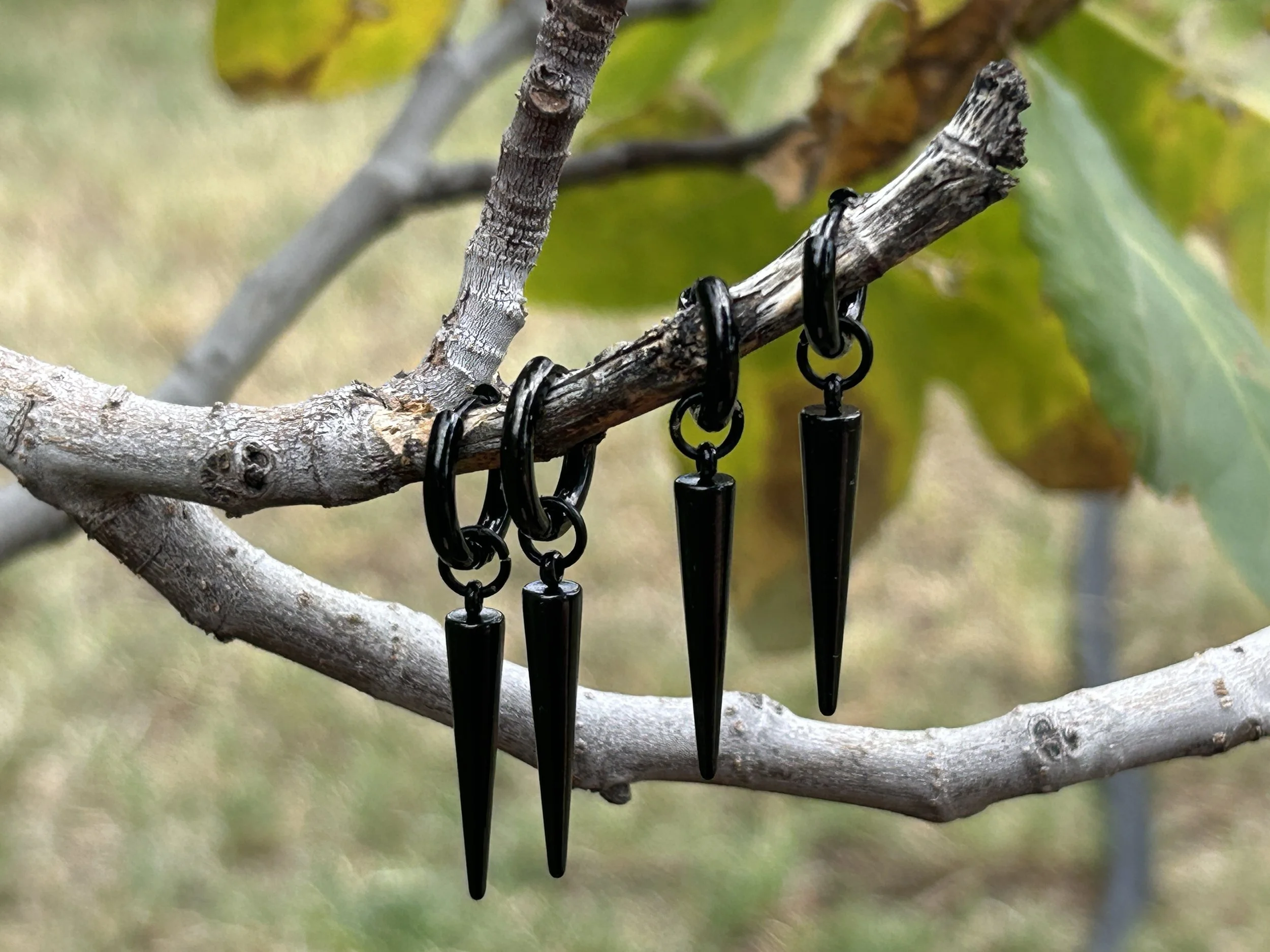 Black Spike Earrings Picture 1.JPG