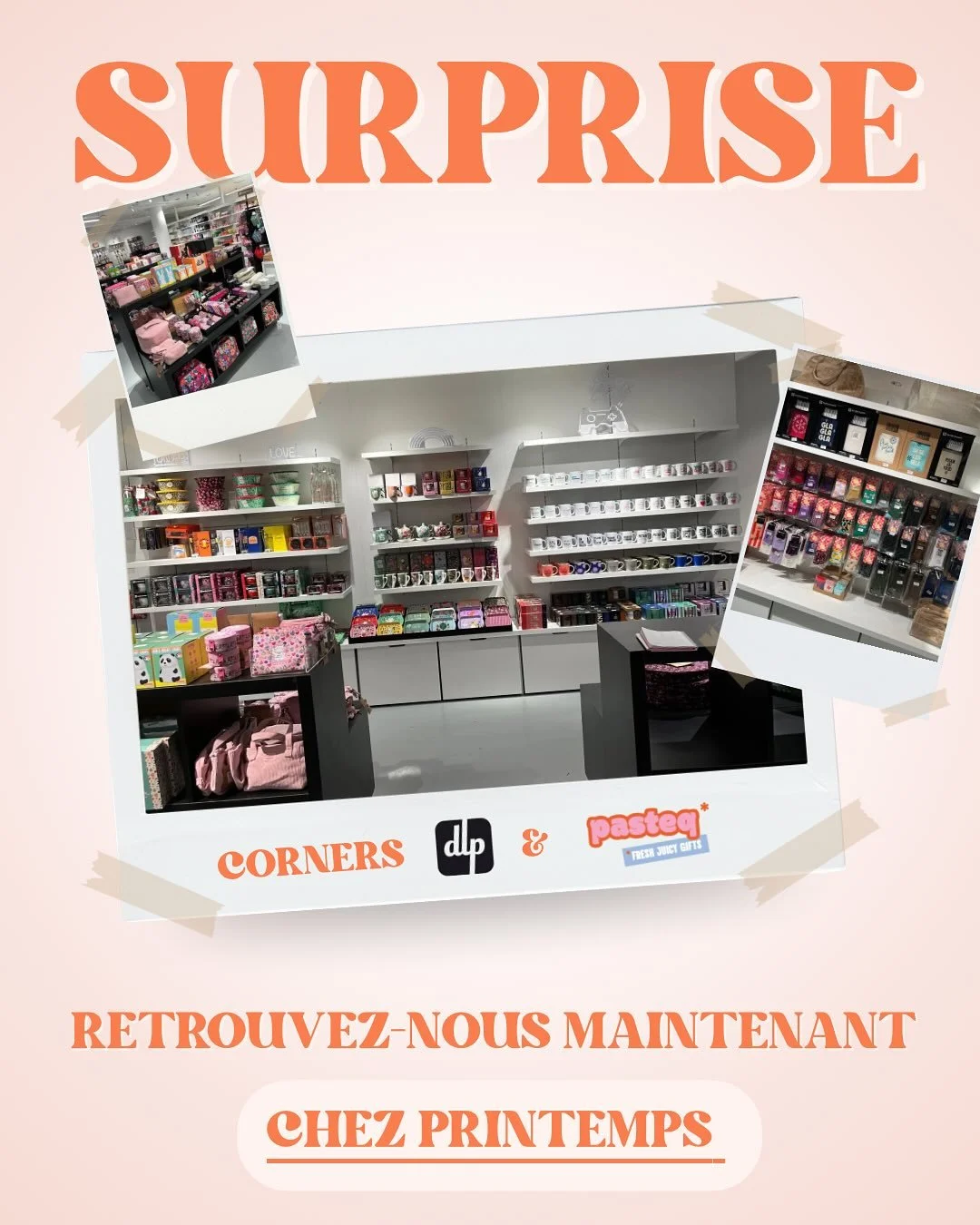 🎉 SURPRISE ! 🎉
Nos corners Derrière La Porte & @pasteq_gifts débarquent maintenant chez @printemps ! 🛍️
Venez (re)découvrir nos univers colorés, fun et pleins de bonnes ondes 💖
Des idées cadeaux, de la bonn