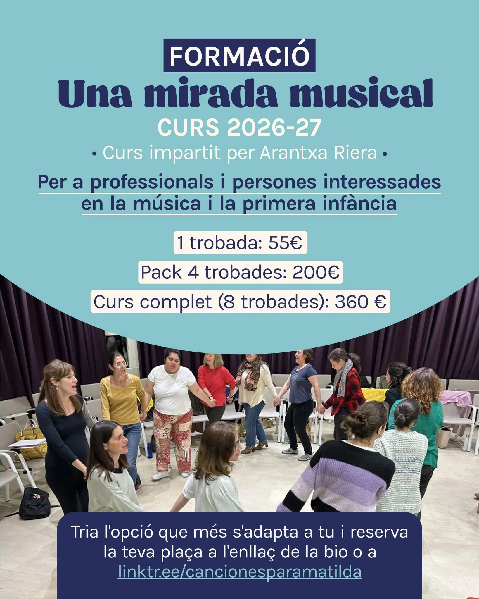 ℹ️🎵 Formaci&oacute; per a professionals i persones interessades: la Mirada Musical

A Canciones para Matilda oferim una formaci&oacute; per a professionals i per a totes aquelles persones interessades en la m&uacute;sica, la primera inf&agrave;ncia 