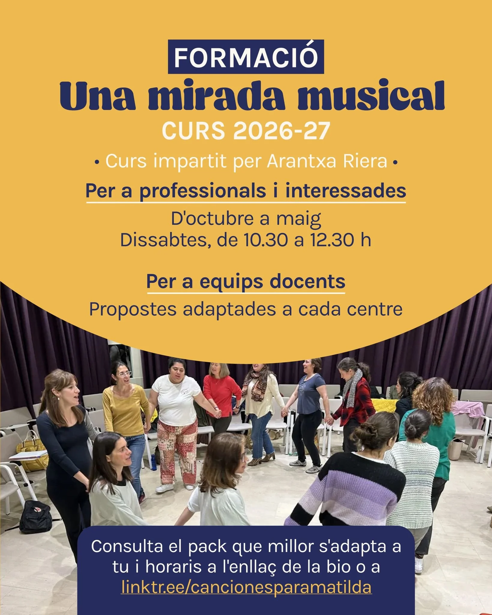 ℹ️🎵 Formaci&oacute; per a professionals i centres educatius: la Mirada Musical

A Canciones para Matilda oferim formaci&oacute; per a centres educatius, equips docents, professionals i totes aquelles persones que volen incorporar una mirada musical 