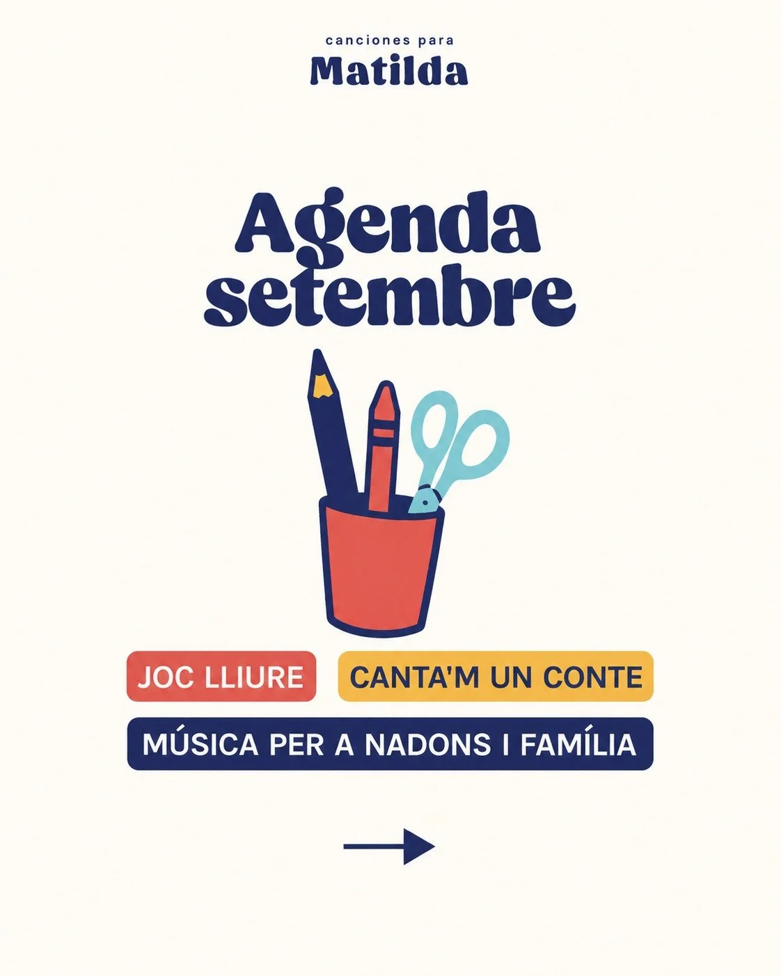 🎶💛 Arriba setembre i a Canciones para Matilda tornam a comen&ccedil;ar!

Abans de donar el sus al nou curs 2026-27, hem preparat una petita programaci&oacute; d&rsquo;activitats per retrobar-nos i tastar una mica del que compartirem durant els prop