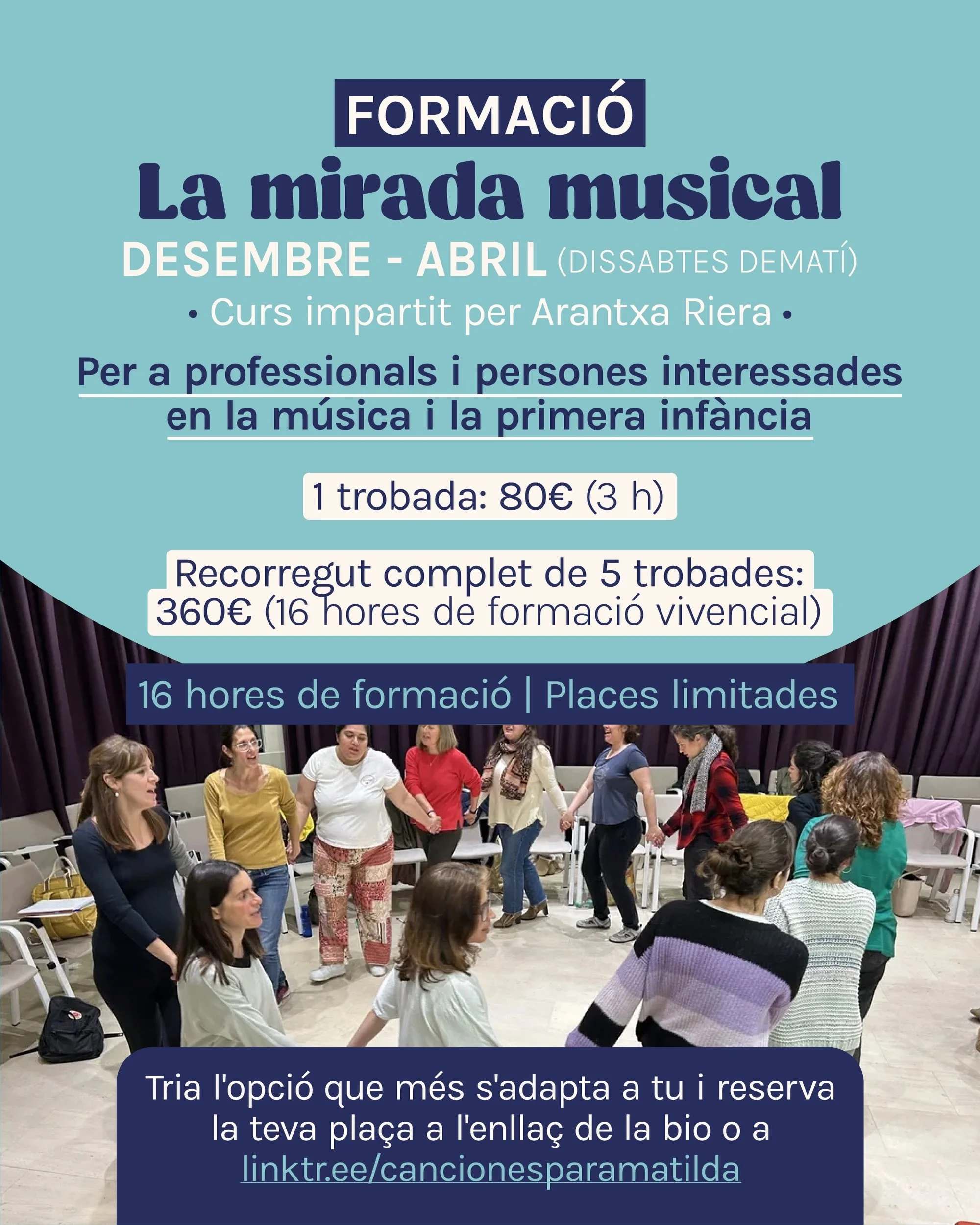 🎶 La Mirada Musical: una formaci&oacute; per descobrir noves maneres d'acompanyar la primera inf&agrave;ncia a trav&eacute;s de la m&uacute;sica.

A Canciones para Matilda hem preparat una formaci&oacute; adre&ccedil;ada a professionals i a totes aq
