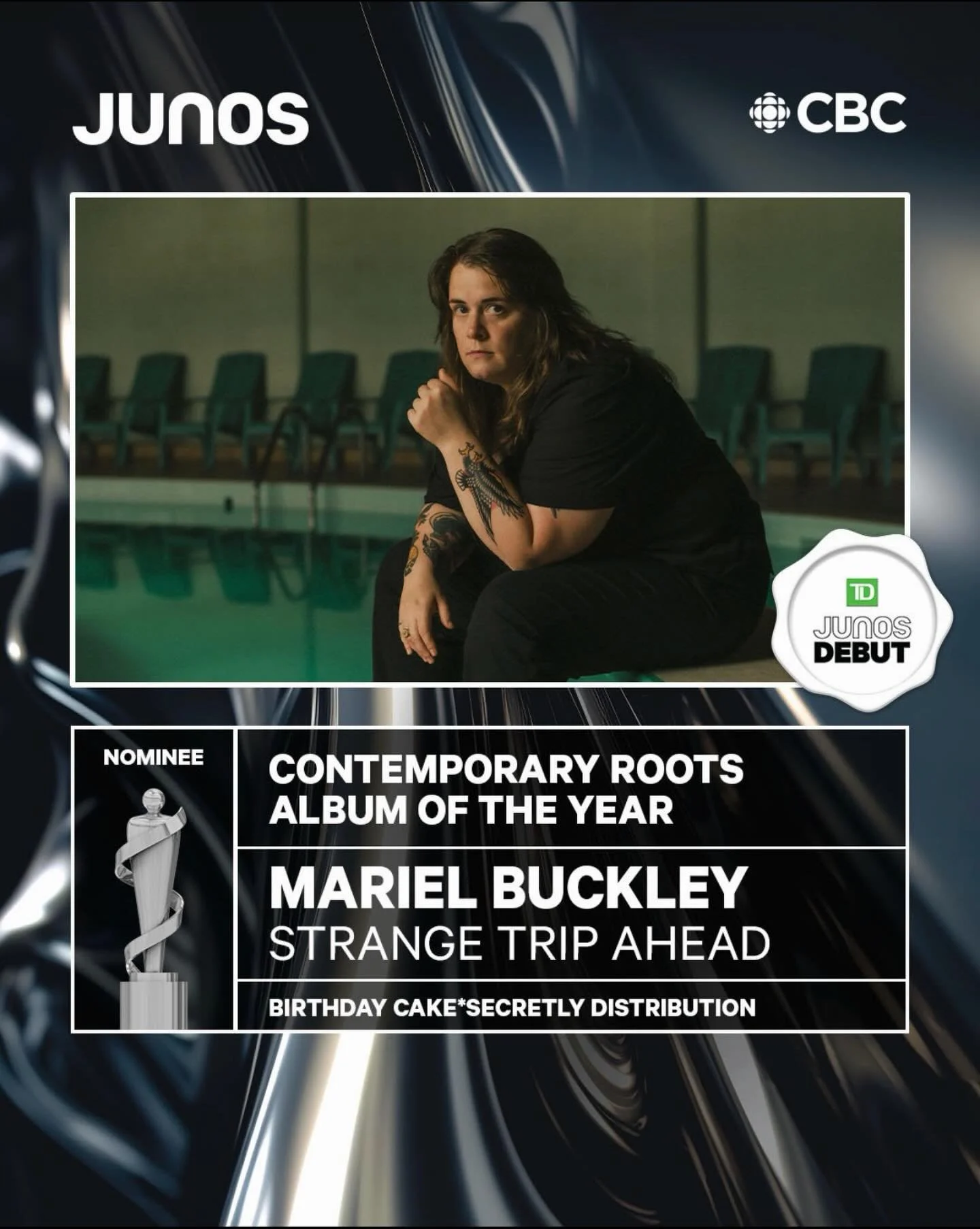 Nominated- @thejunoawards !
Contemporary Roots Album Of The Year!  big congrats @marielbuckley  and producer/mixer @jarradk_allday
