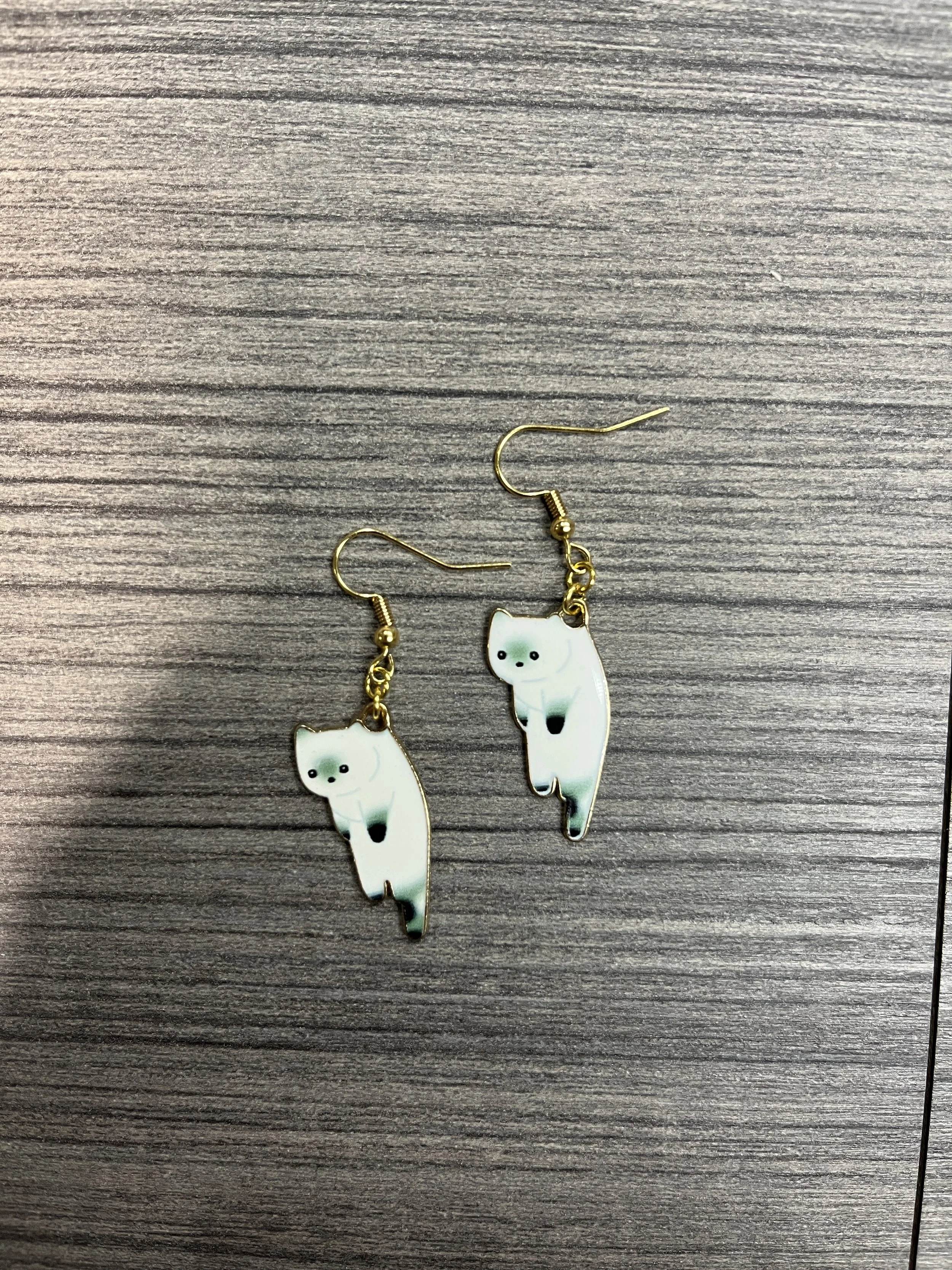 Dangling Cat Earrings (White).JPG