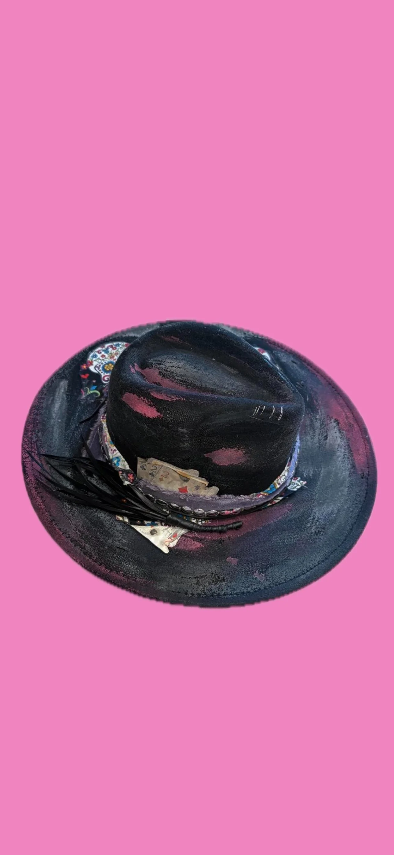 cowgirl hat -feathered black playing cards.JPG