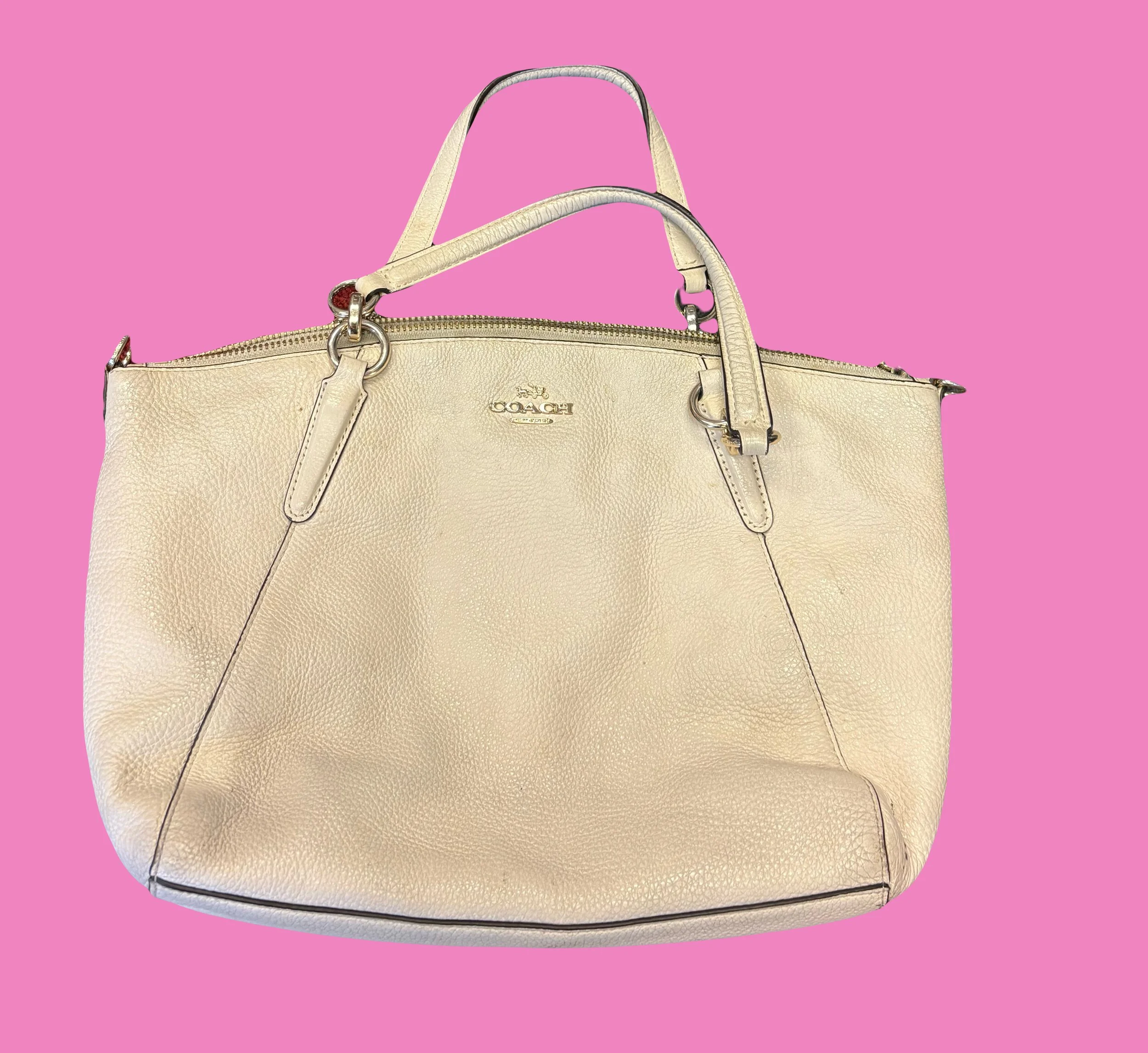 Coach white and gold shoulder bag.JPG