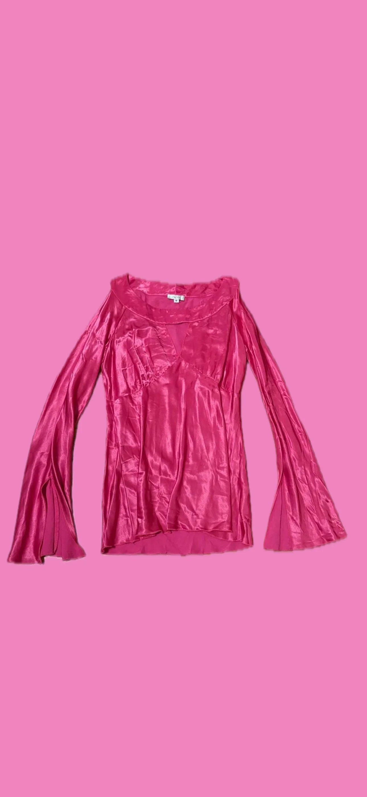 cache tops - pink satin long sleeve size m .JPG