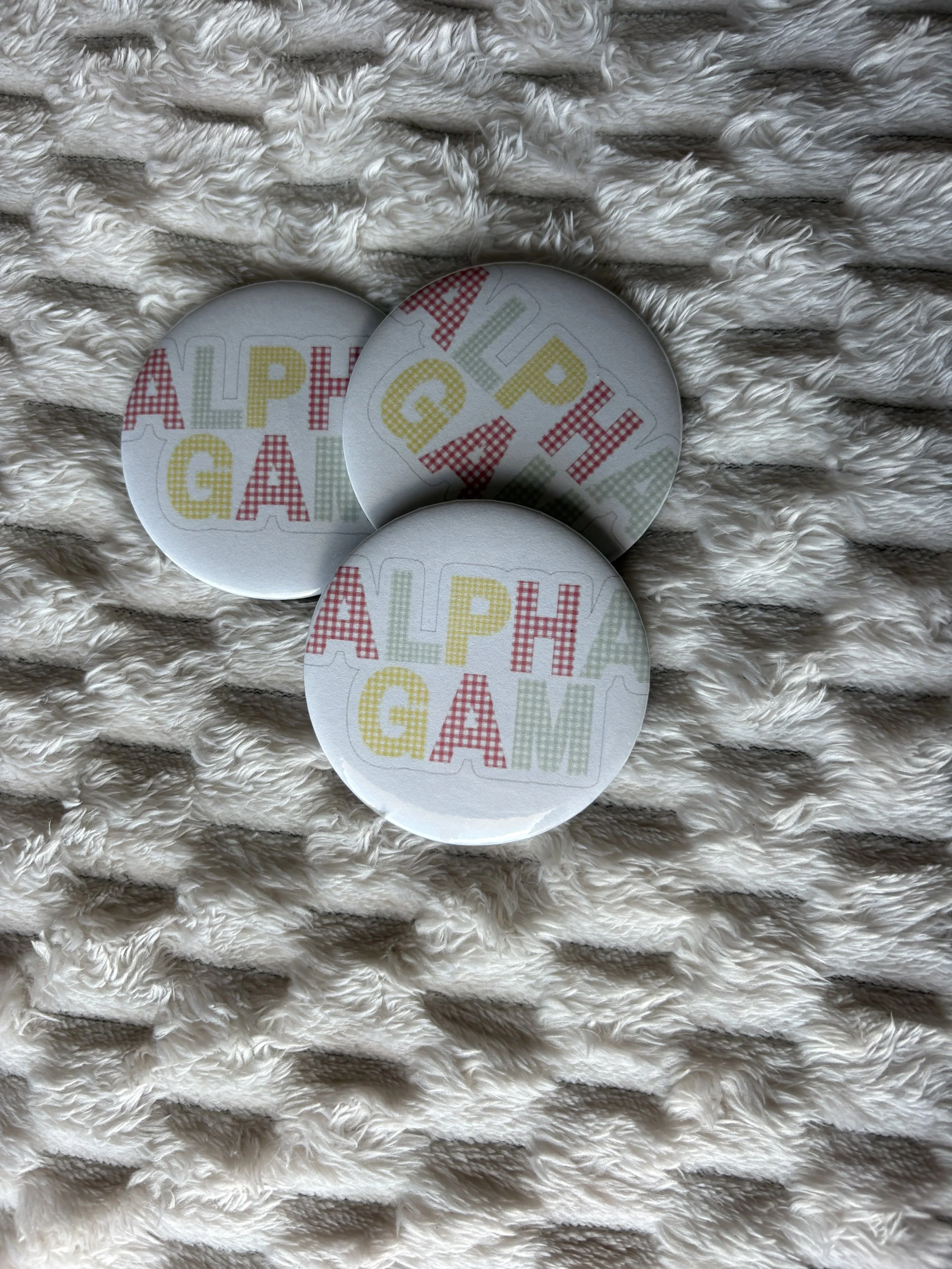 Alpha gam gingham letters button.JPG
