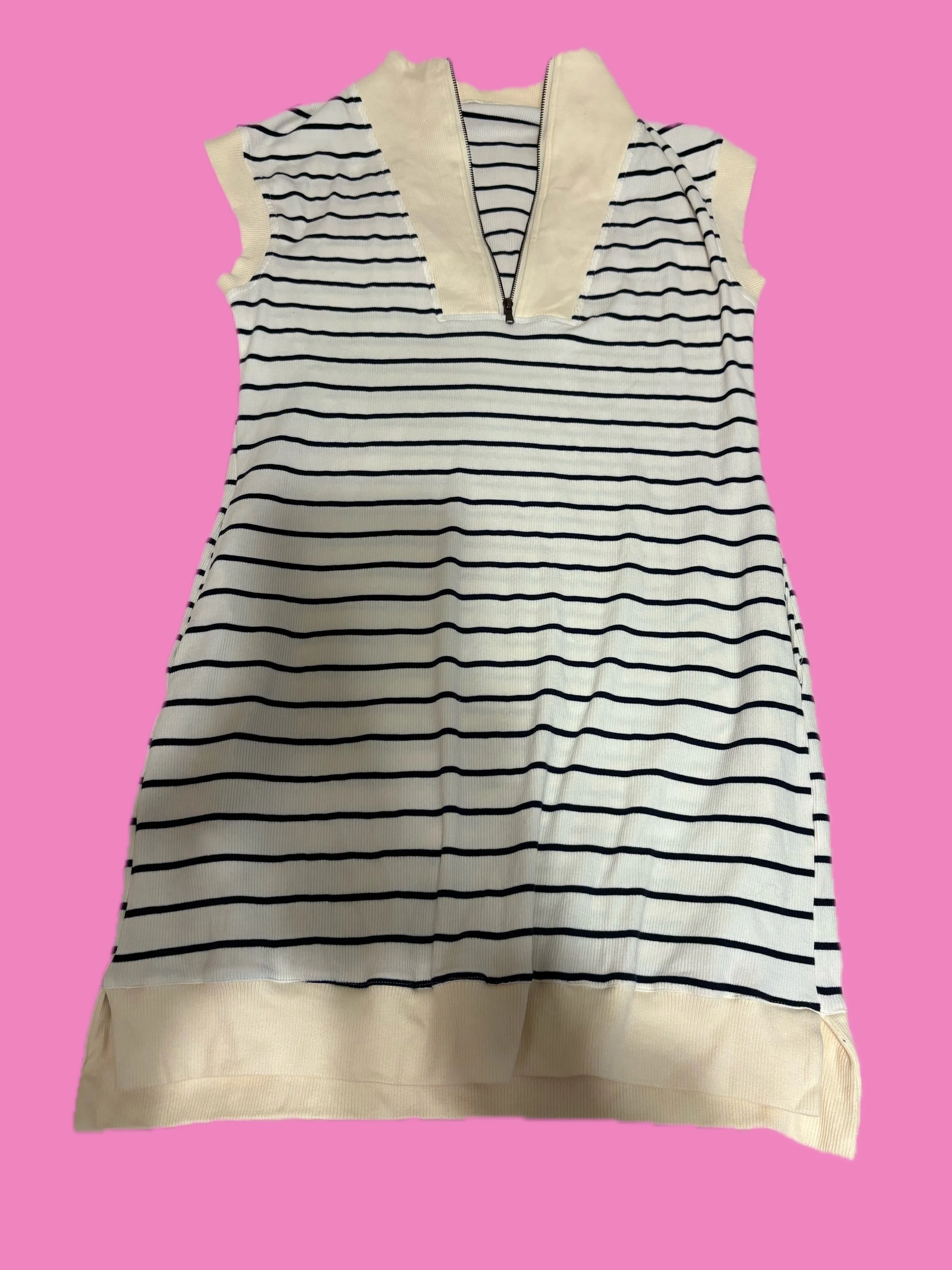 CREAM & BLACK STRIPED DRESS