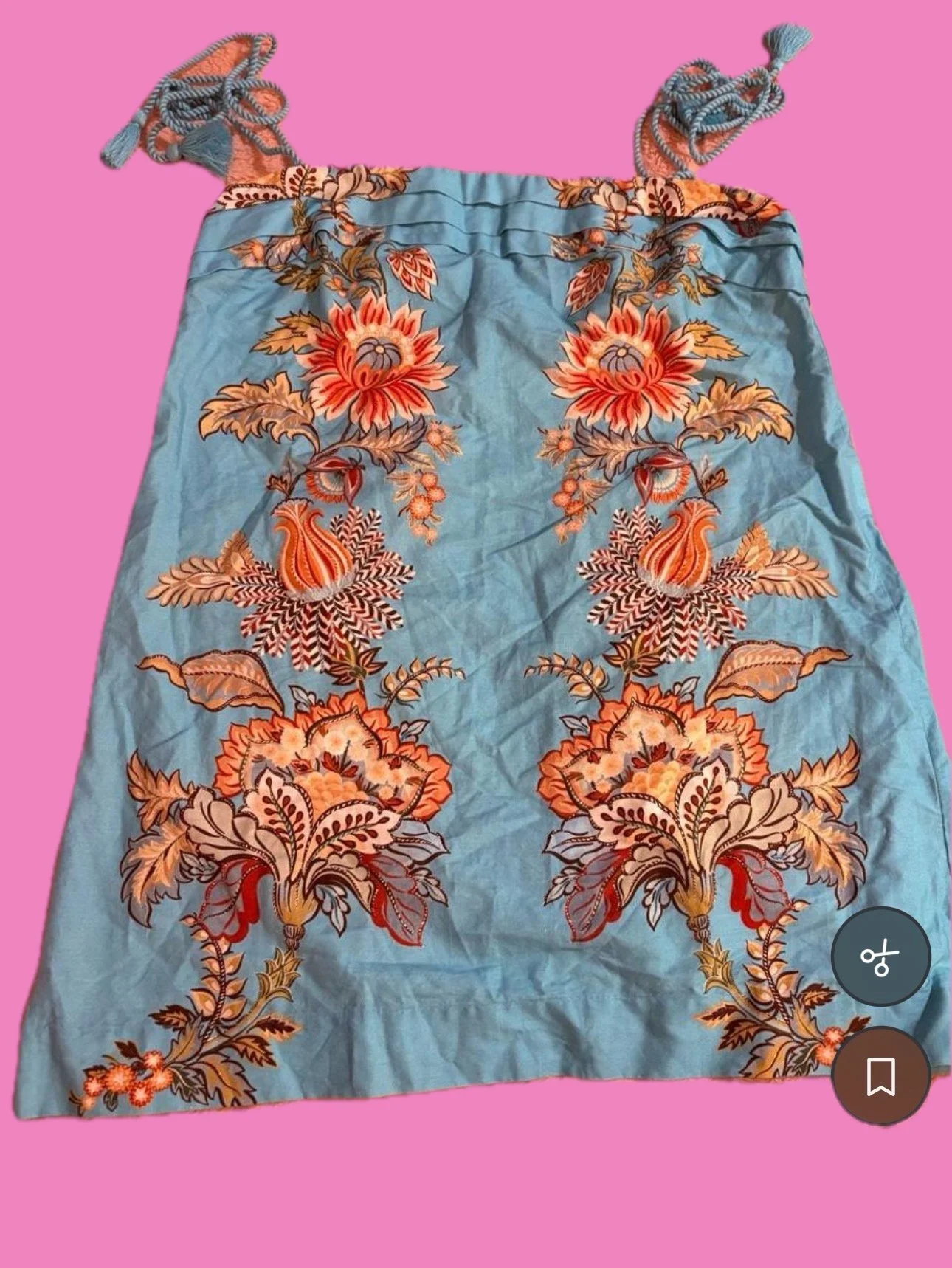 BLUE FLORAL TASSEL DRESS